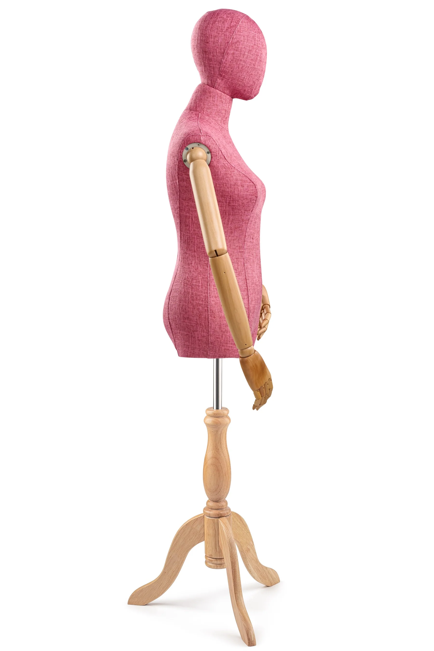 Female Display Dress Form on Wood Tripod Base (Head & Arms Version) - Image 42