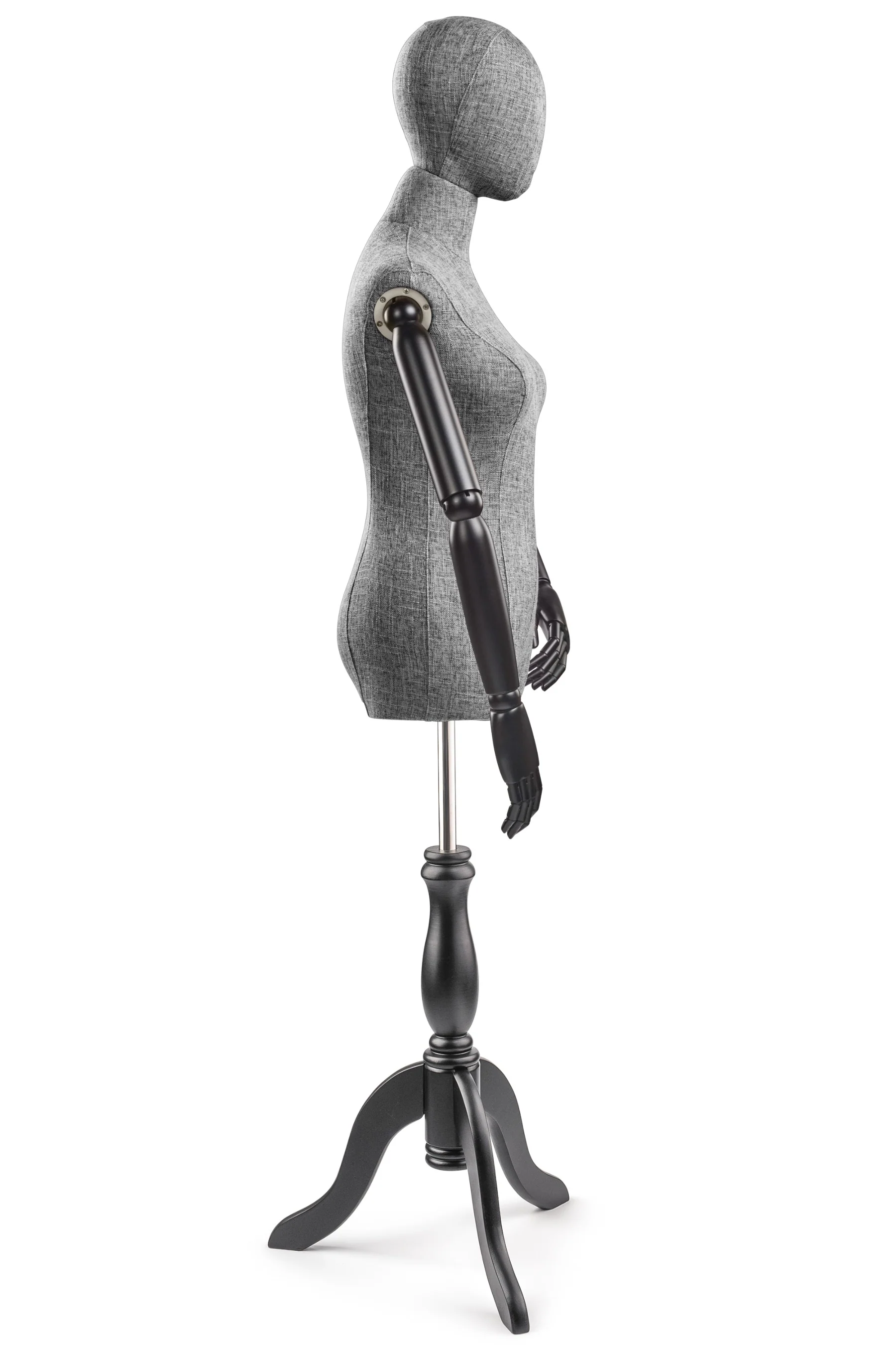 Female Display Dress Form on Wood Tripod Base (Head & Arms Version) - Image 47