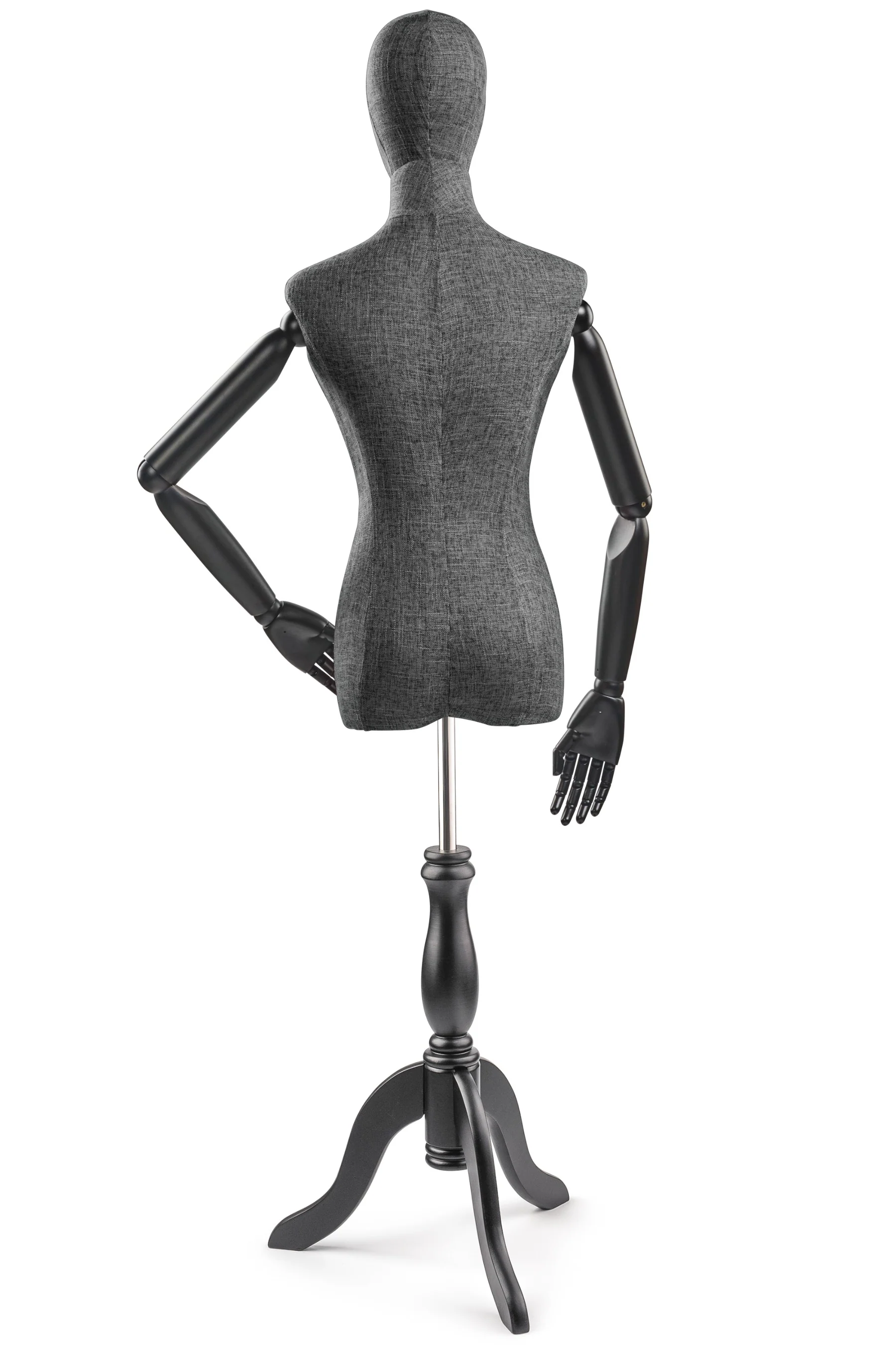 Female Display Dress Form on Wood Tripod Base (Head & Arms Version) - Image 61