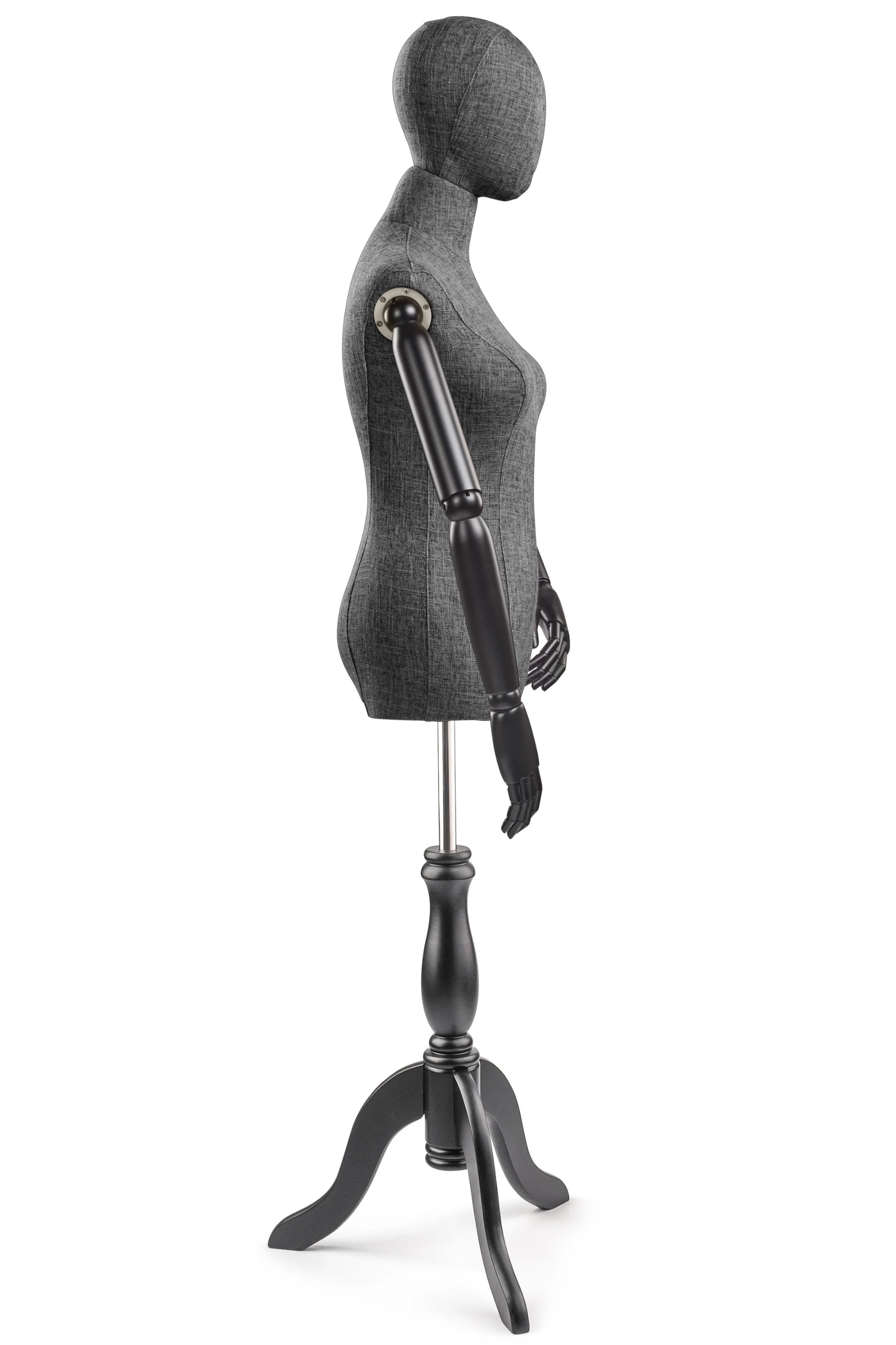 Female Display Dress Form on Wood Tripod Base (Head & Arms Version) - Image 62