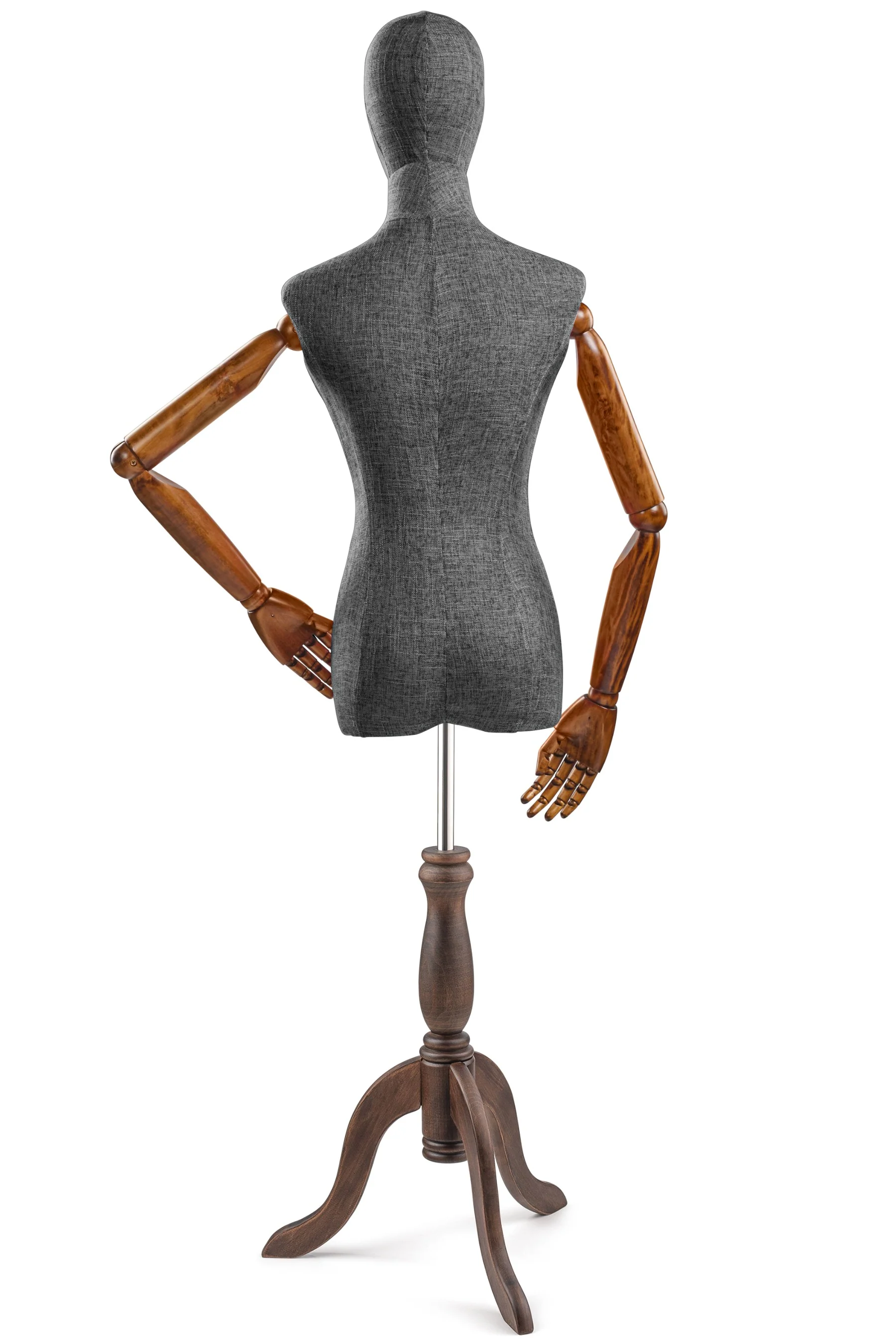 Female Display Dress Form on Wood Tripod Base (Head & Arms Version) - Image 66