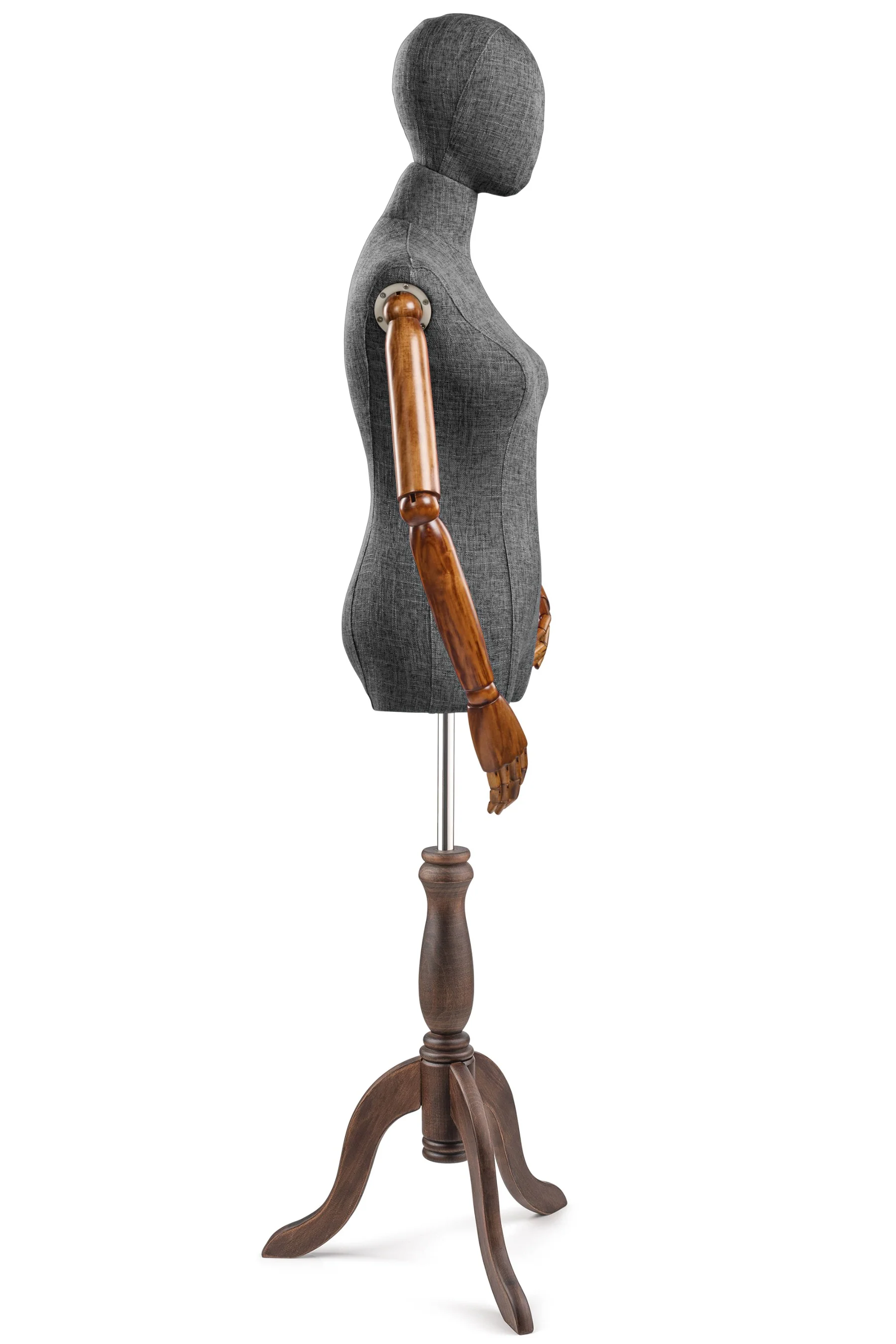 Female Display Dress Form on Wood Tripod Base (Head & Arms Version) - Image 67