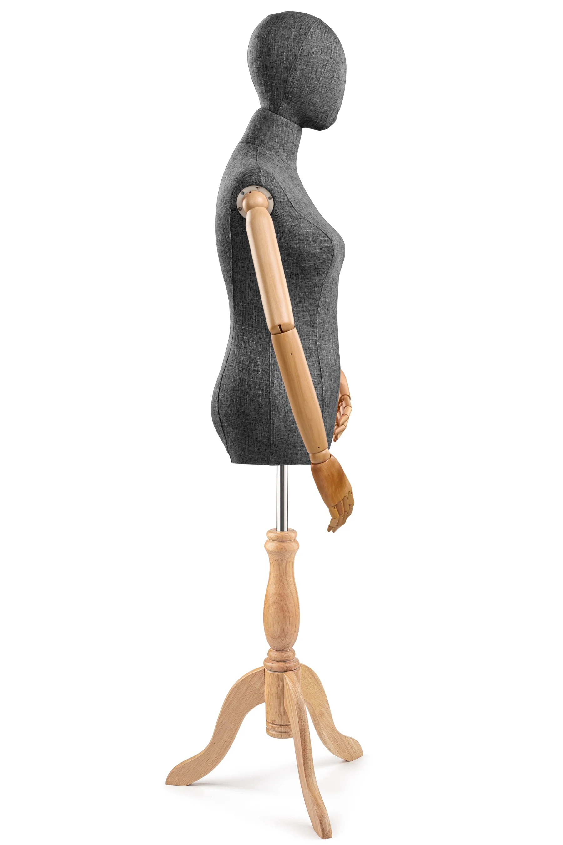 Female Display Dress Form on Wood Tripod Base (Head & Arms Version) - Image 72