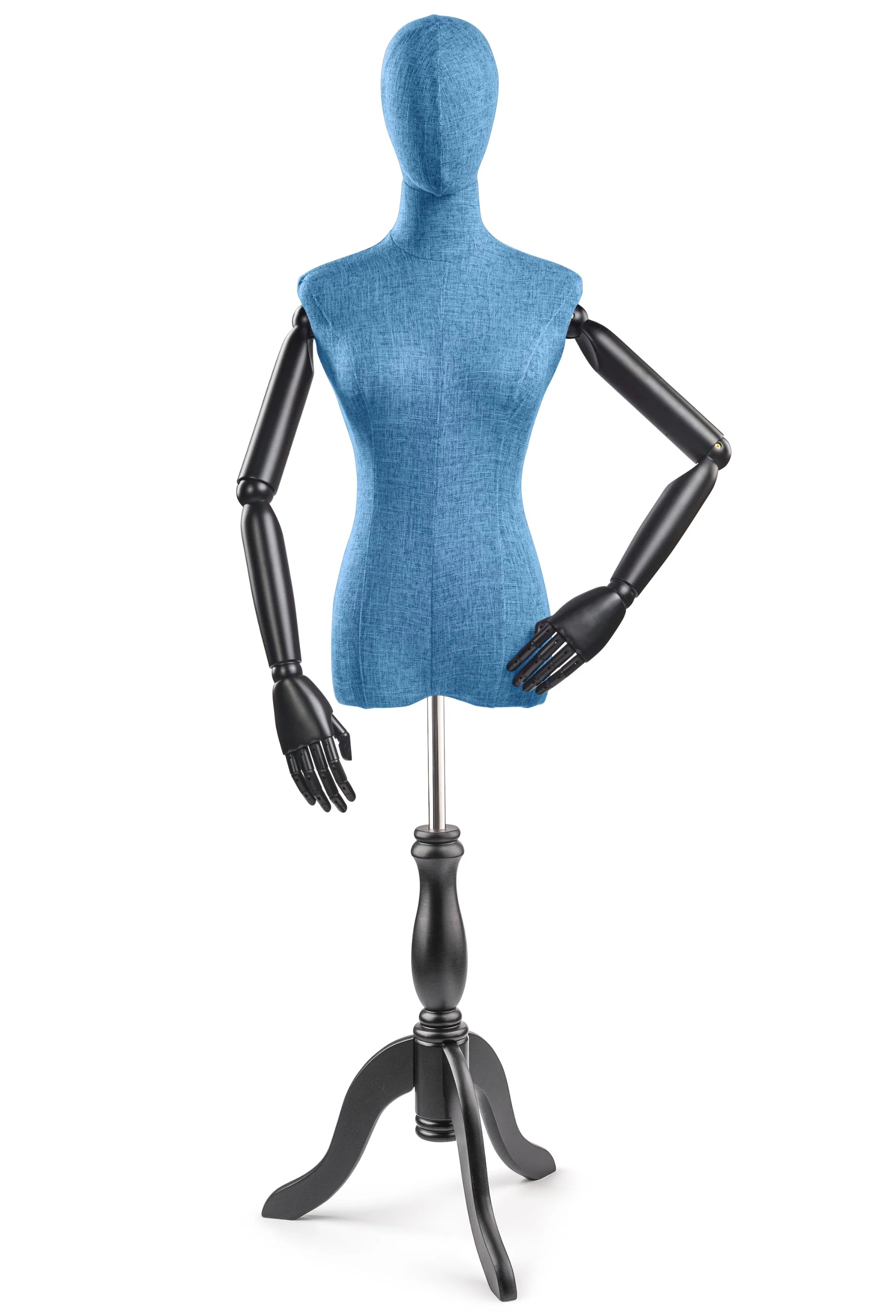 Female Display Dress Form on Wood Tripod Base (Head & Arms Version) - Image 73