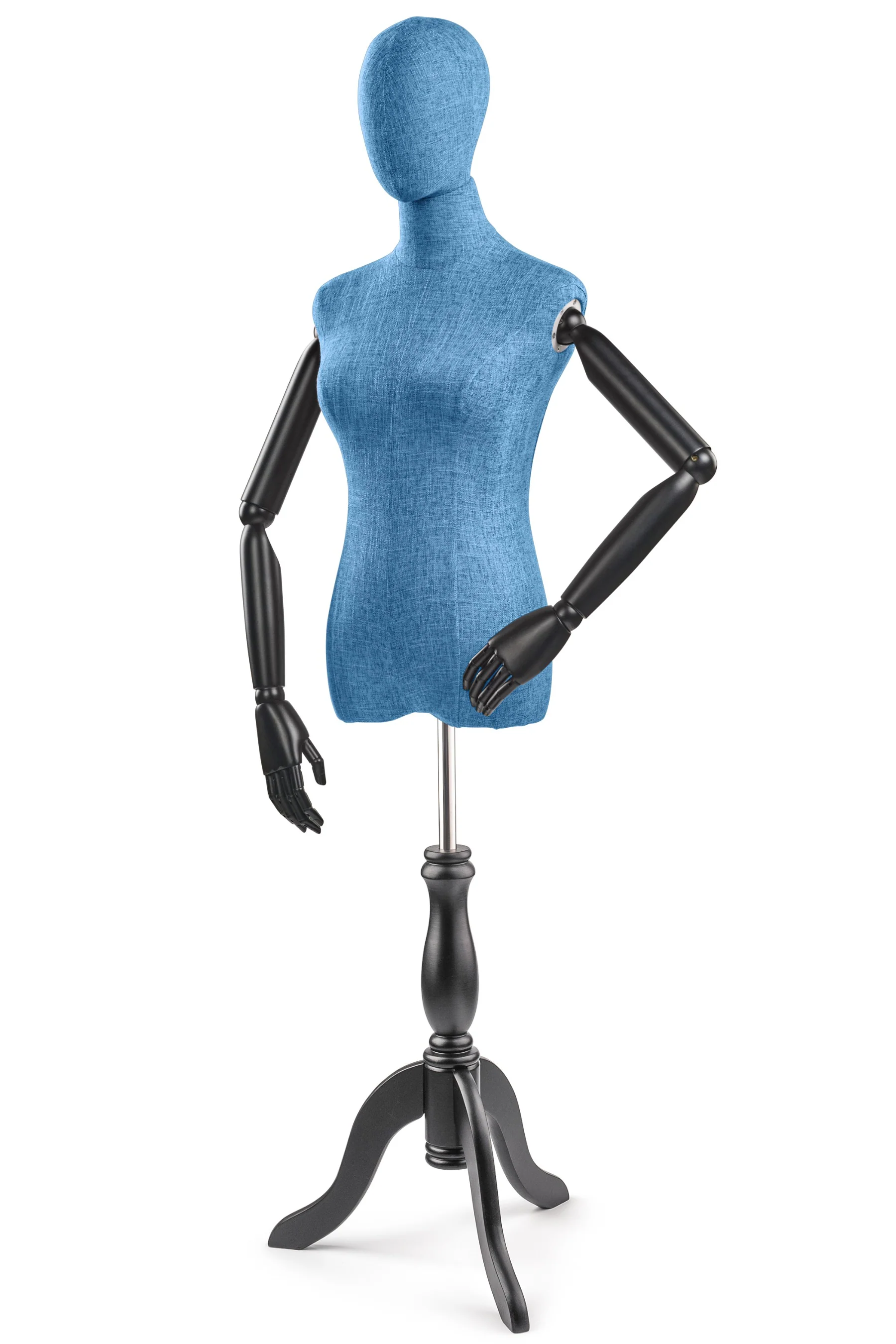 Female Display Dress Form on Wood Tripod Base (Head & Arms Version) - Image 74