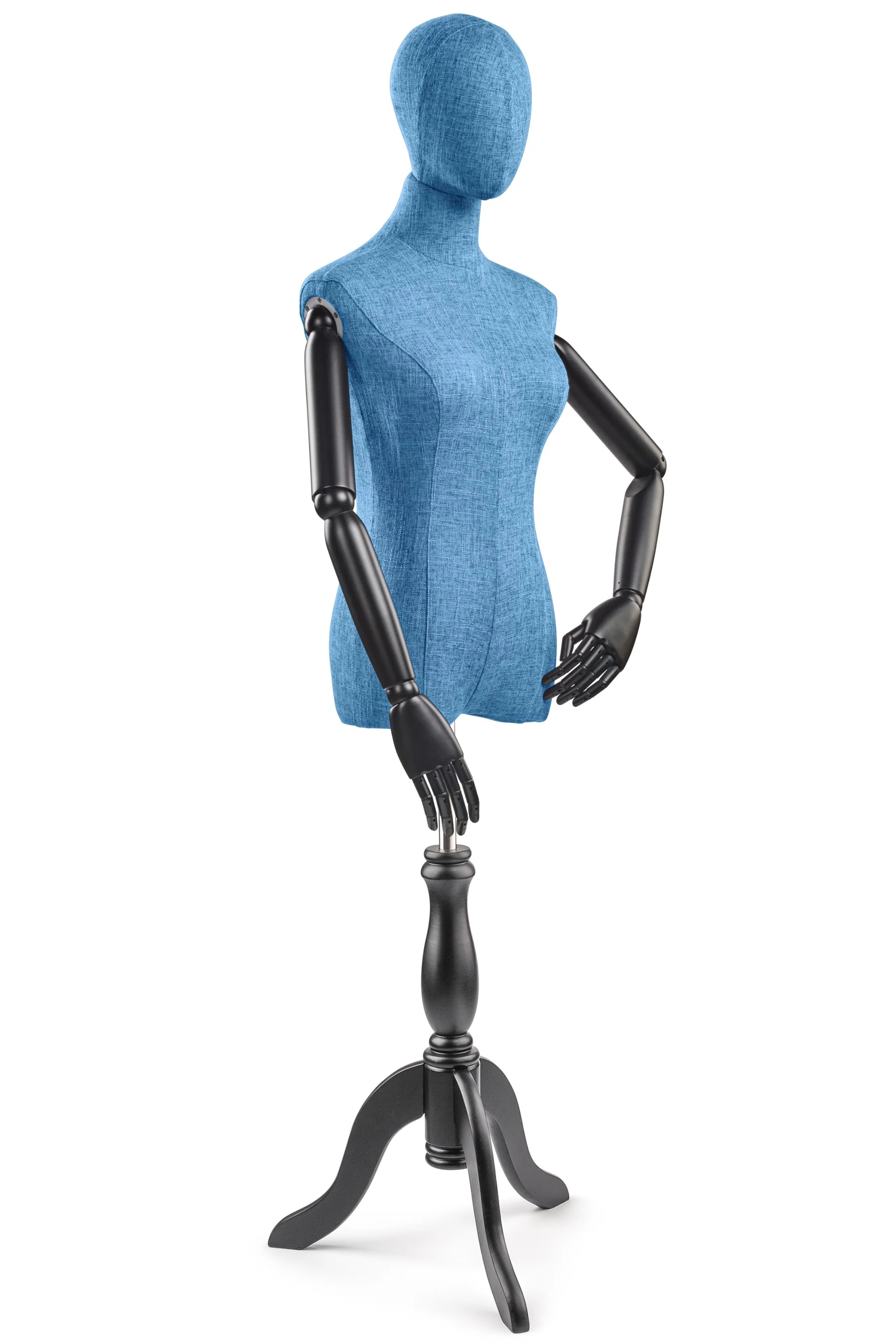 Female Display Dress Form on Wood Tripod Base (Head & Arms Version) - Image 75