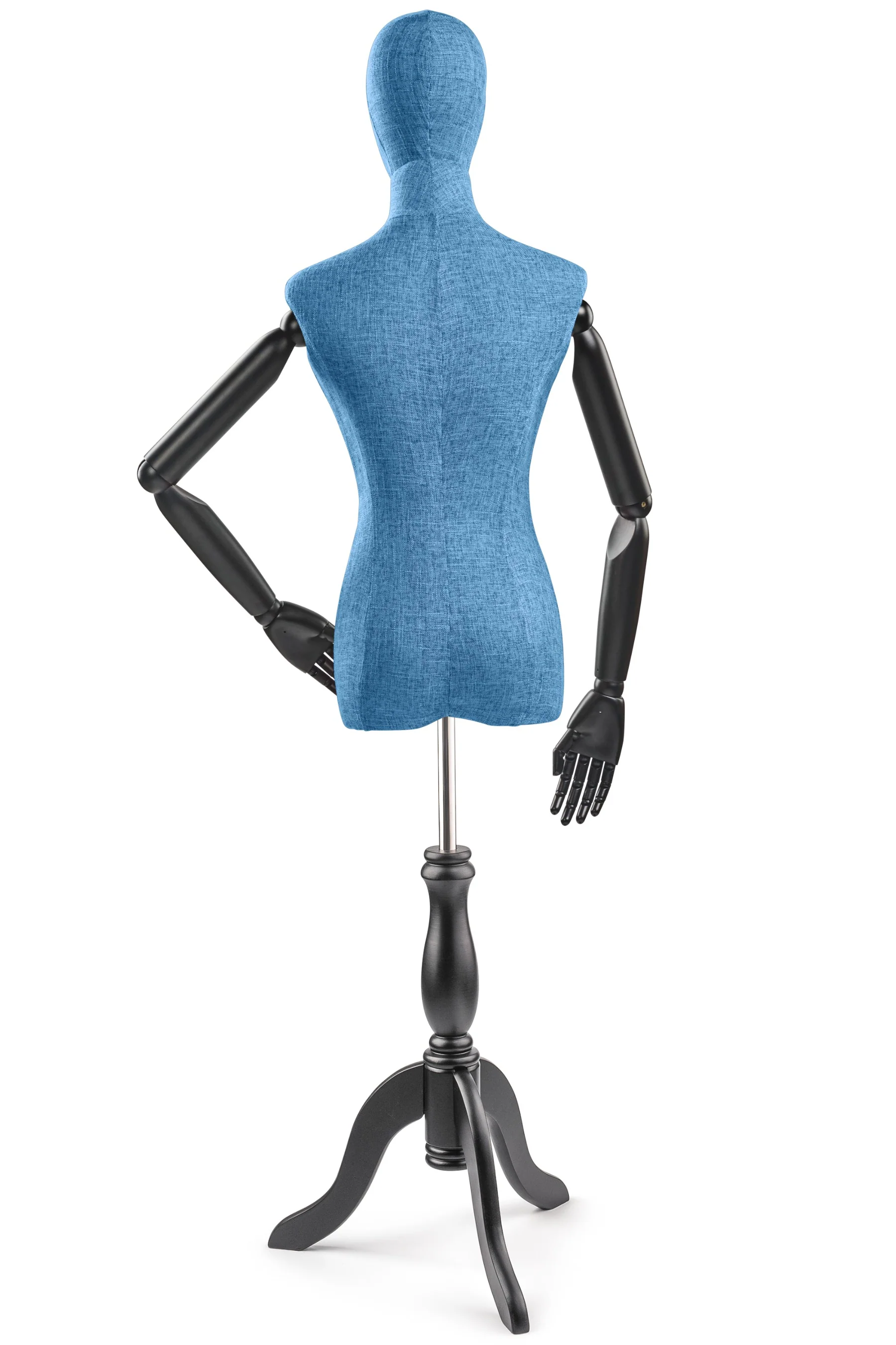 Female Display Dress Form on Wood Tripod Base (Head & Arms Version) - Image 76