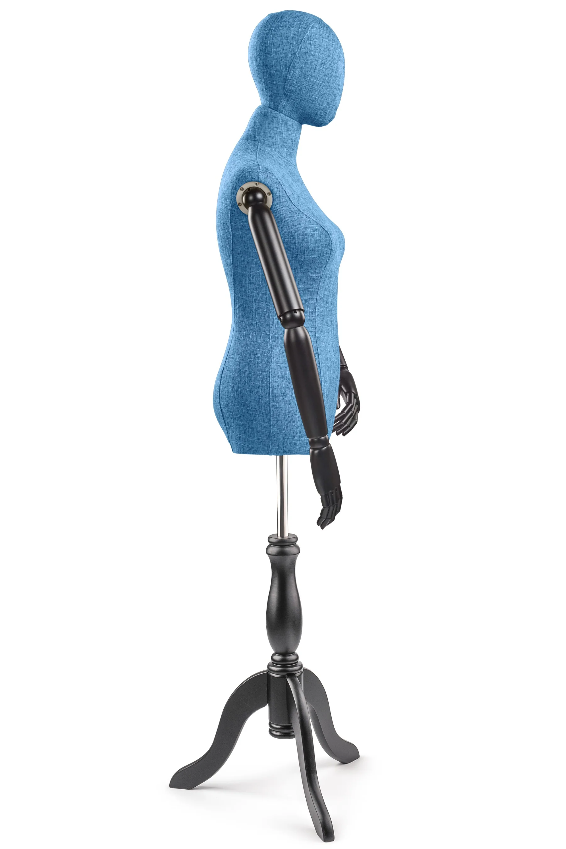Female Display Dress Form on Wood Tripod Base (Head & Arms Version) - Image 77