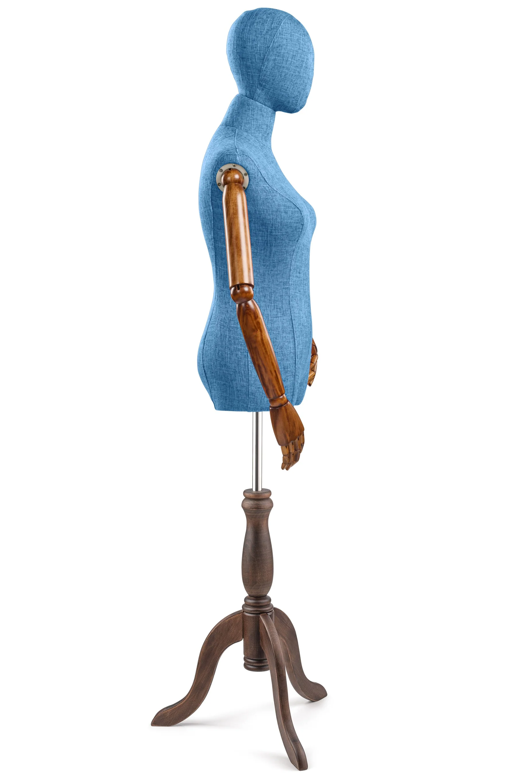 Female Display Dress Form on Wood Tripod Base (Head & Arms Version) - Image 82