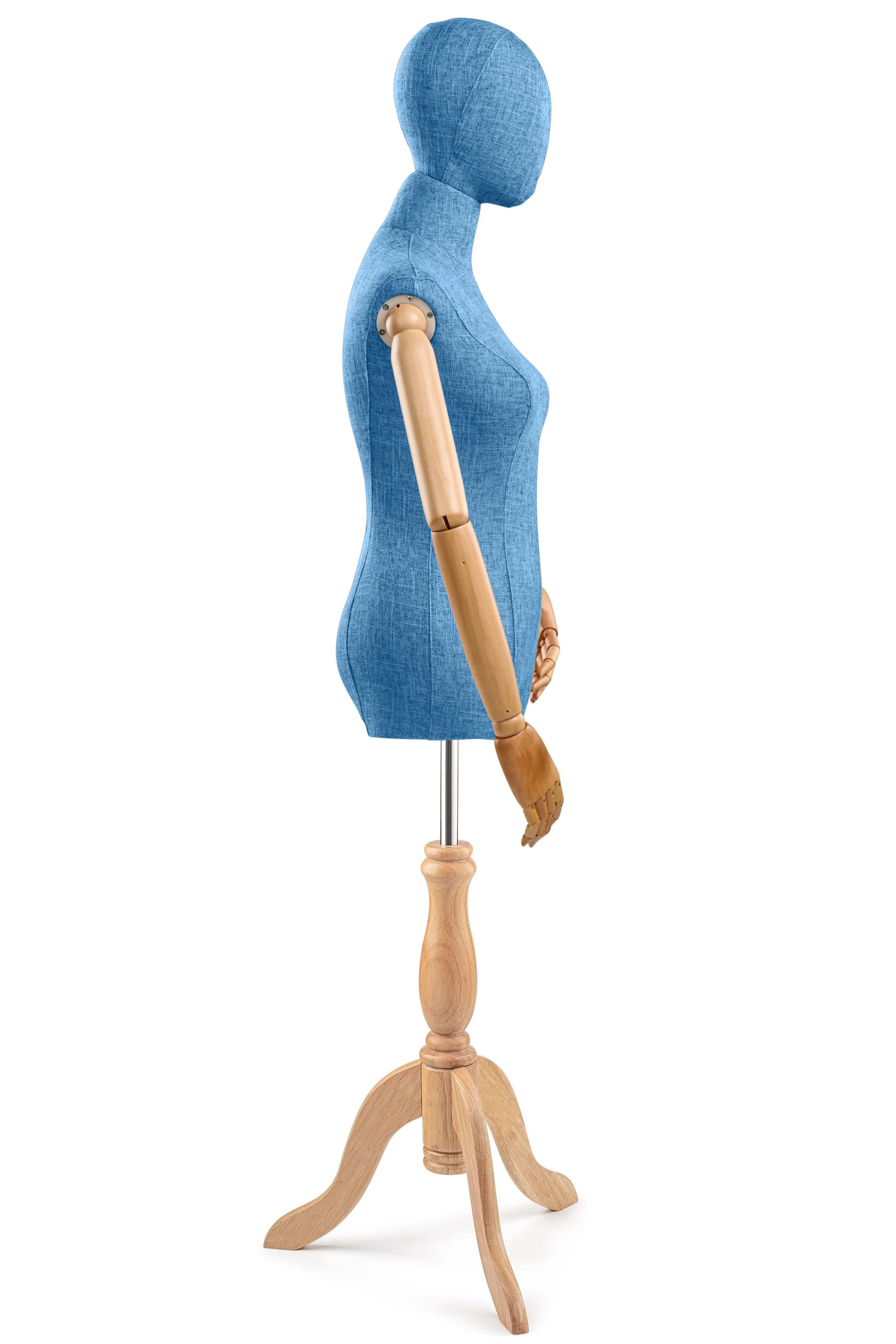 Female Display Dress Form on Wood Tripod Base (Head & Arms Version) - Image 87