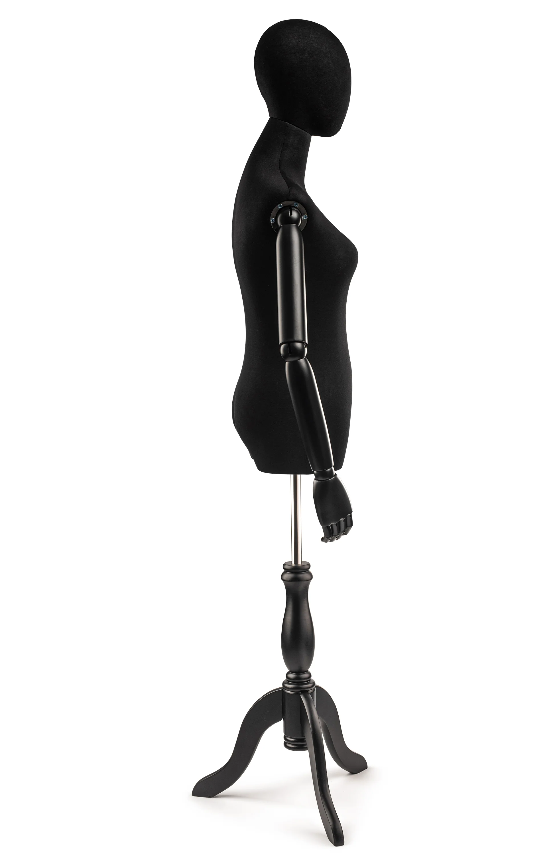 Female Display Dress Form on Wood Tripod Base (Head & Arms Version) - Image 90