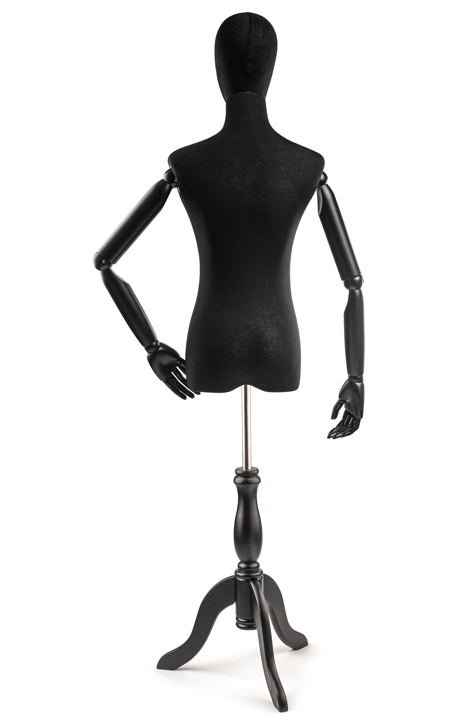 Female Display Dress Form on Wood Tripod Base (Head & Arms Version) - Image 91