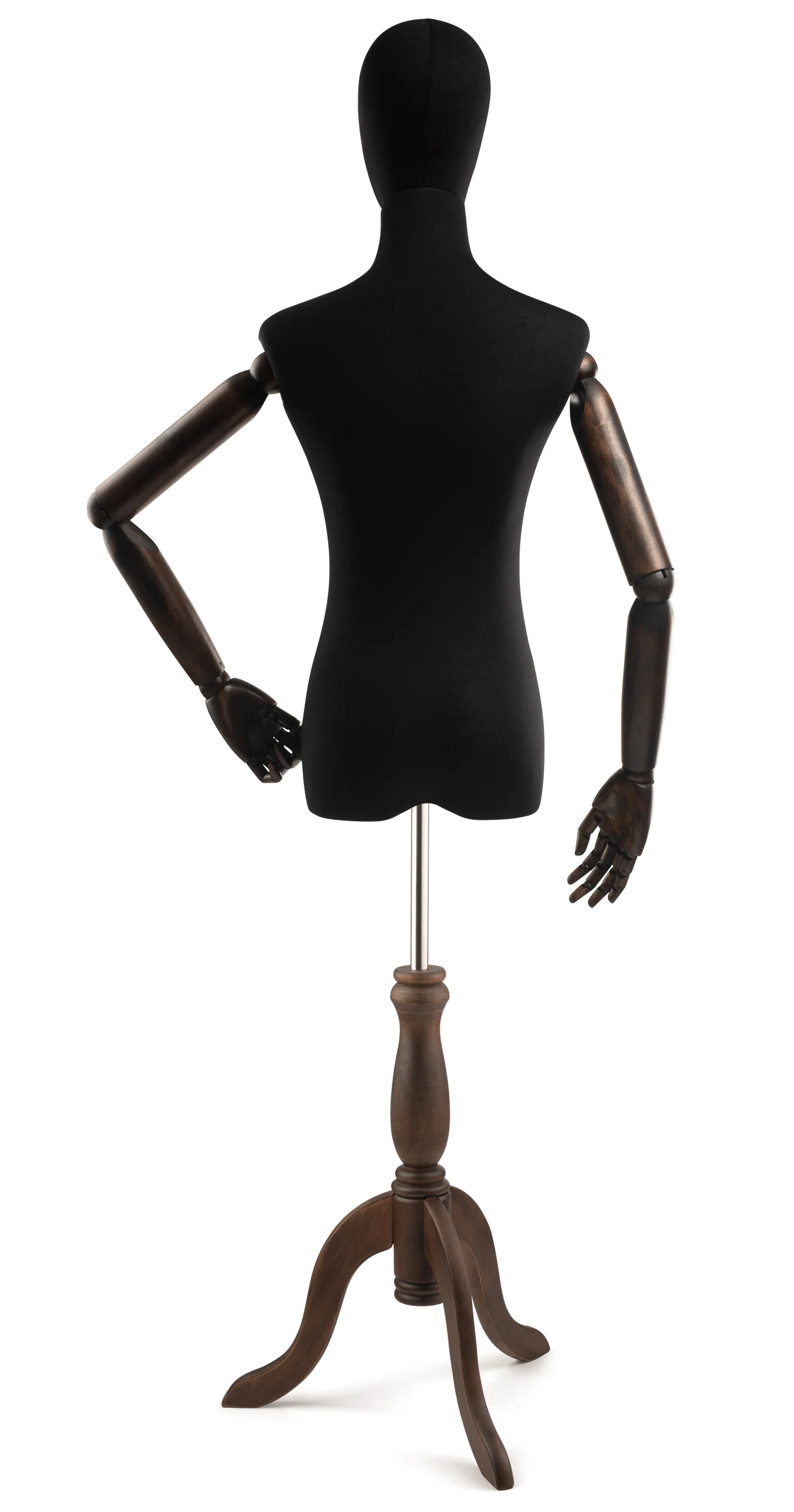 Female Display Dress Form on Wood Tripod Base (Head & Arms Version) - Image 99
