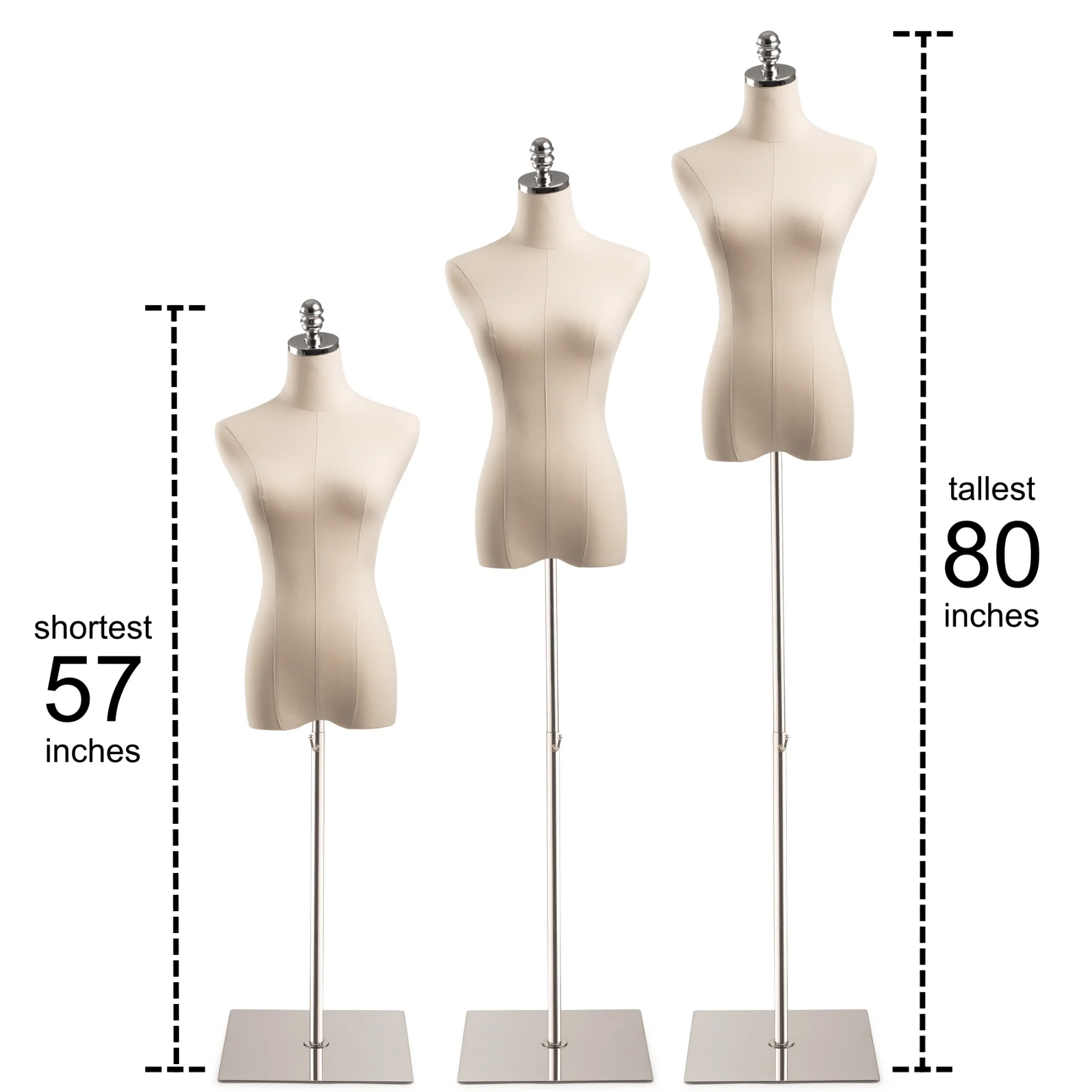 Female Display Dress Form on Metal Flat Base - Image 25