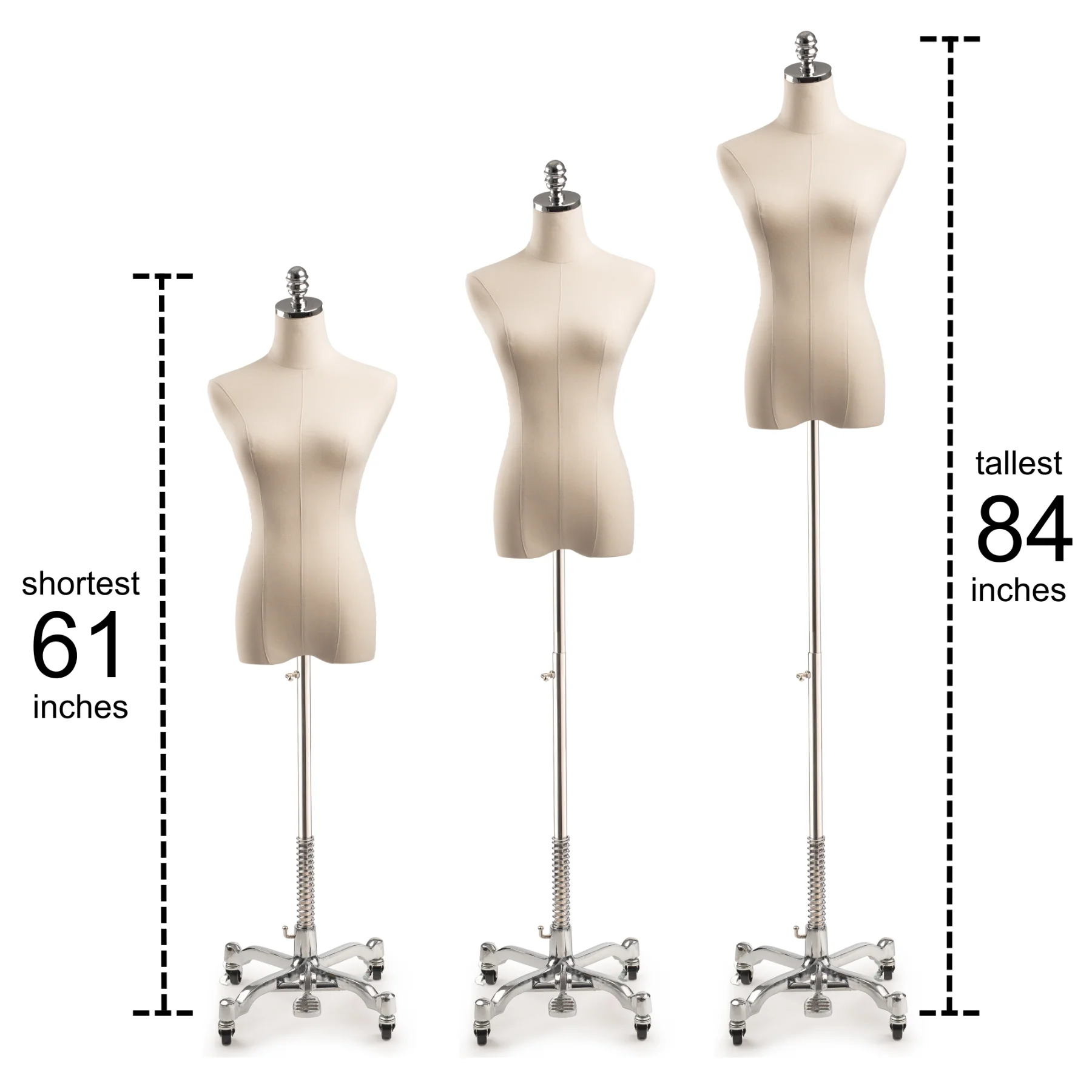 Female Display Dress Form on Metal Rolling Base - Image 24