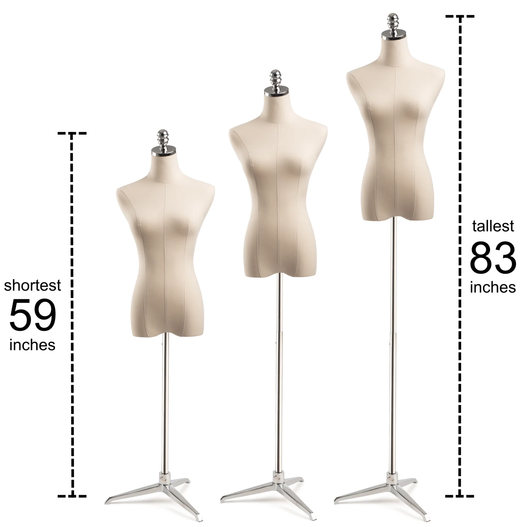 Female Display Dress Form on Metal Tripod Base - Image 25