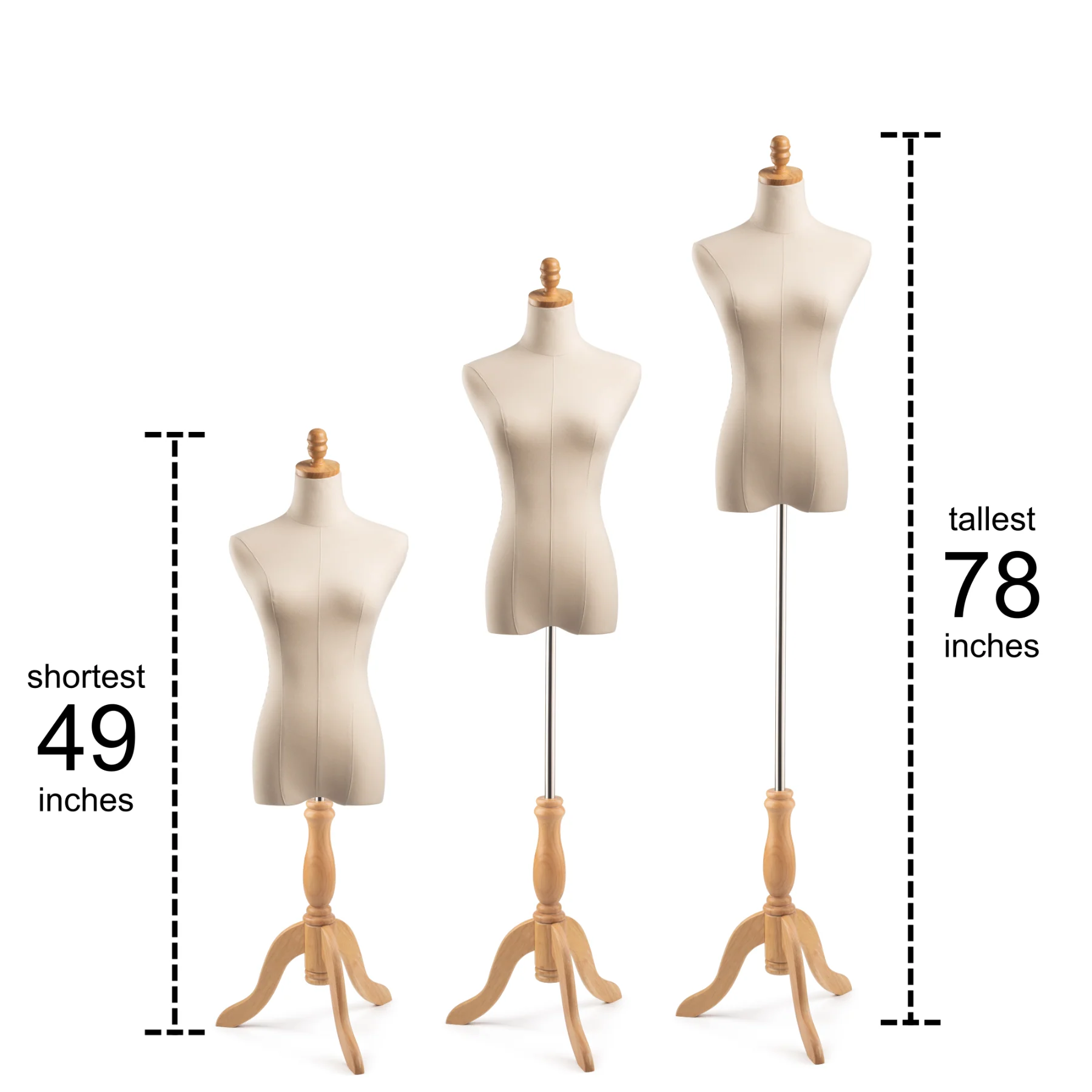 Female Display Dress Form on Wood Tripod Base - Image 6