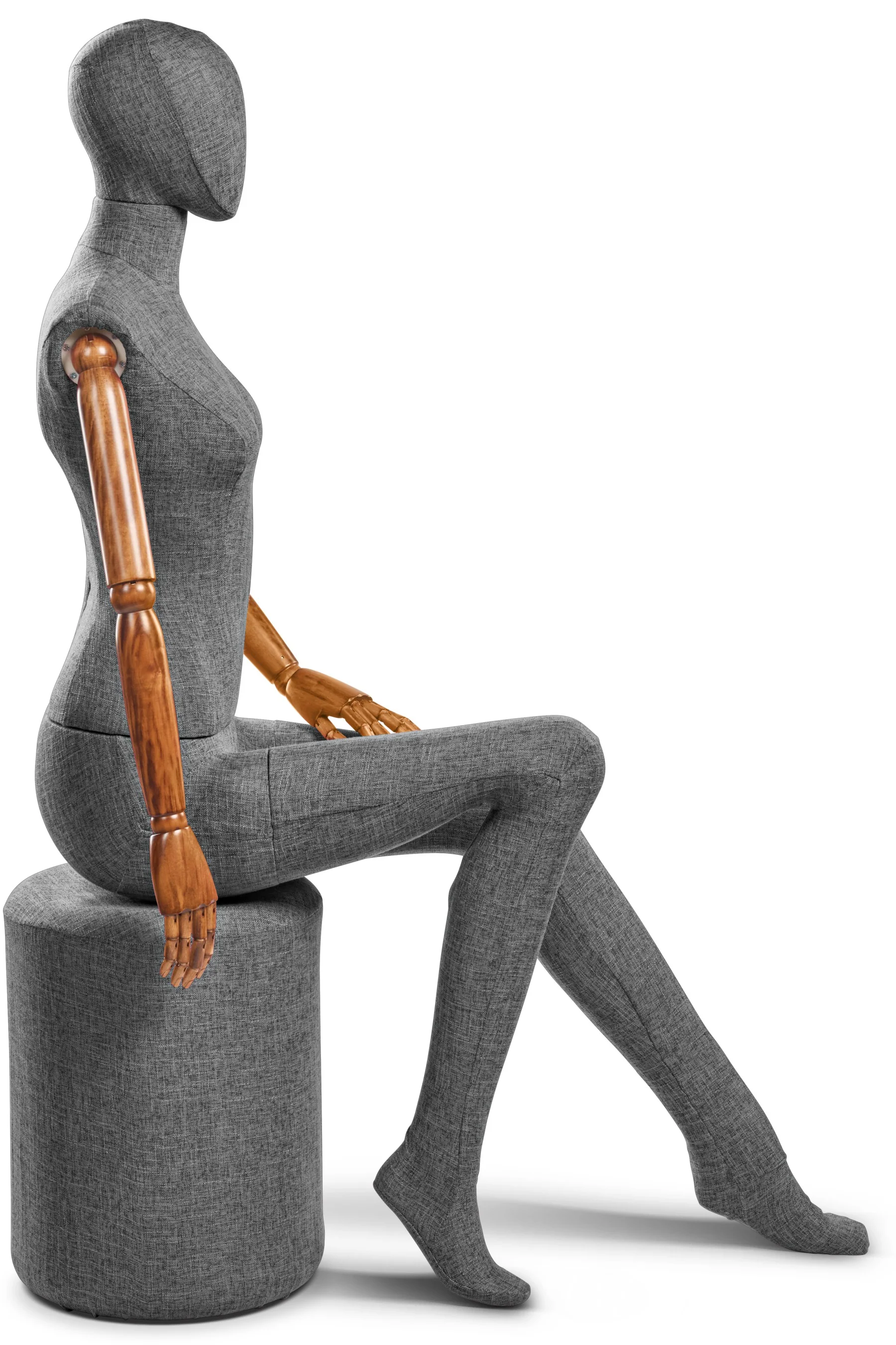 Female Fabric Wrapped Mannequin in Standing or Sitting Pose w/ Articulating Arms (WP Series) - Image 208
