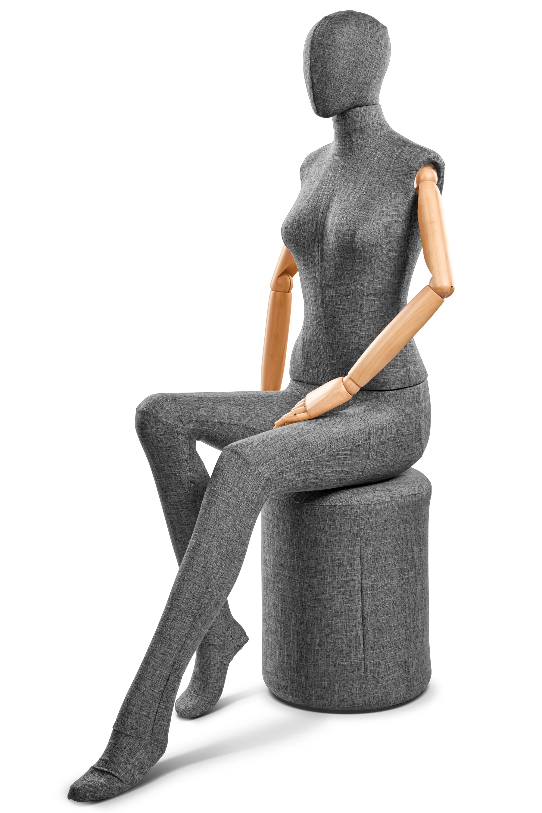 Female Fabric Wrapped Mannequin in Standing or Sitting Pose w/ Articulating Arms (WP Series) - Image 210