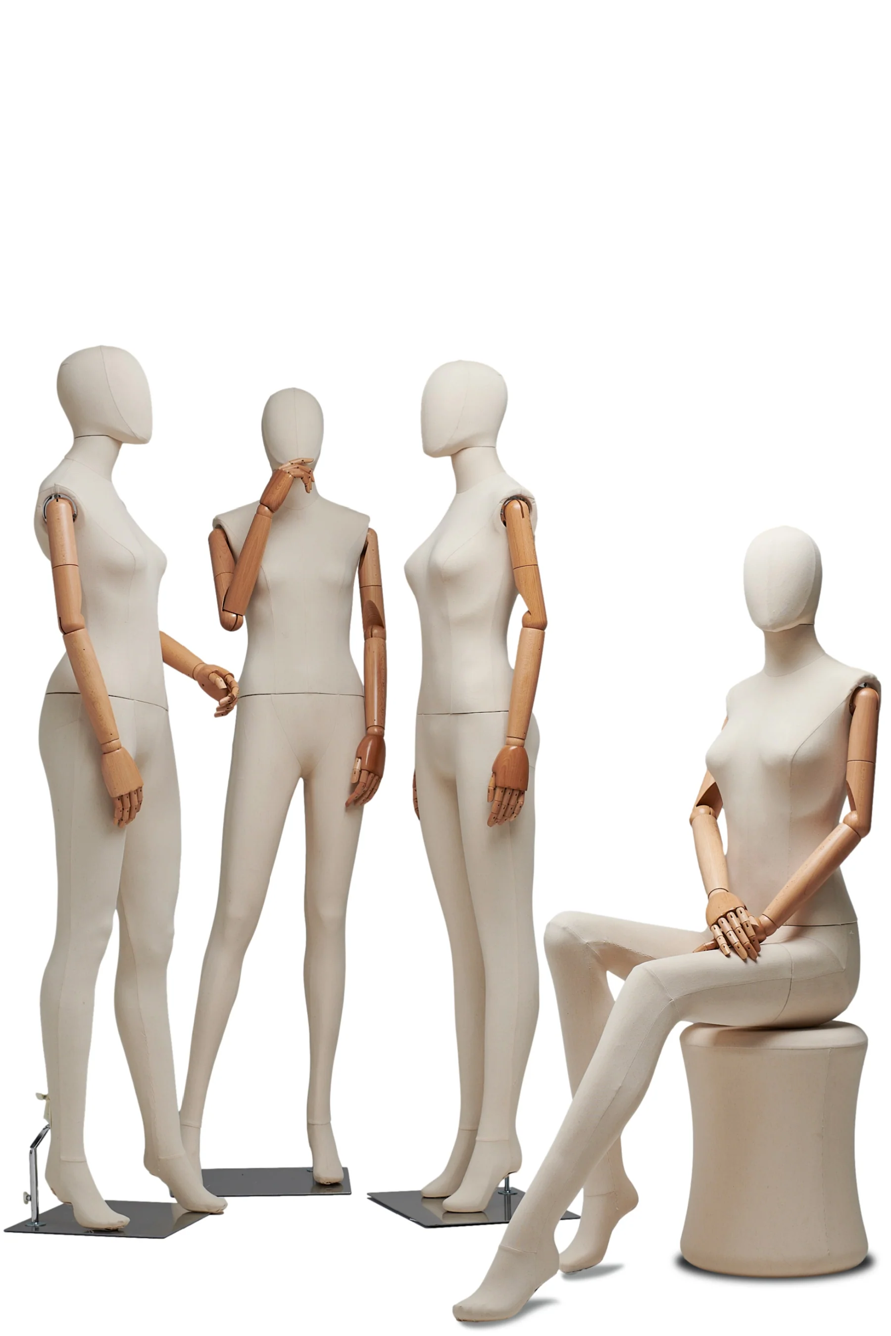 Female Fabric Wrapped Mannequin in Standing or Sitting Pose w/ Articulating Arms (WP Series) - Image 3