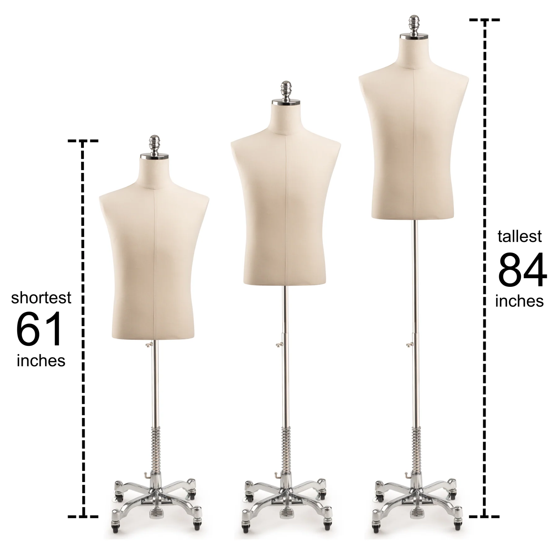 Male Display Dress Form on Metal Rolling Base - Image 9