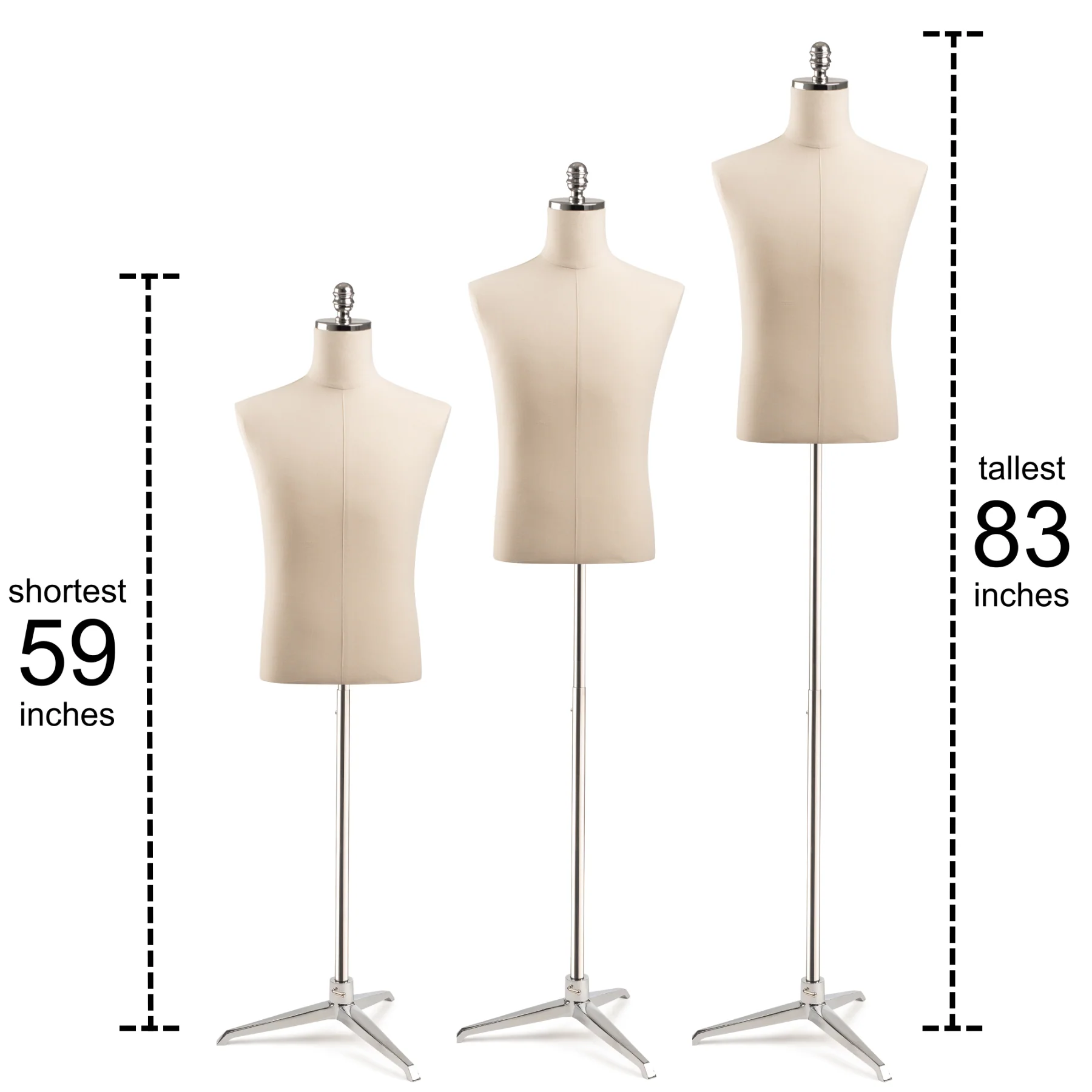 Male Display Dress Form on Metal Tripod Base - Image 25