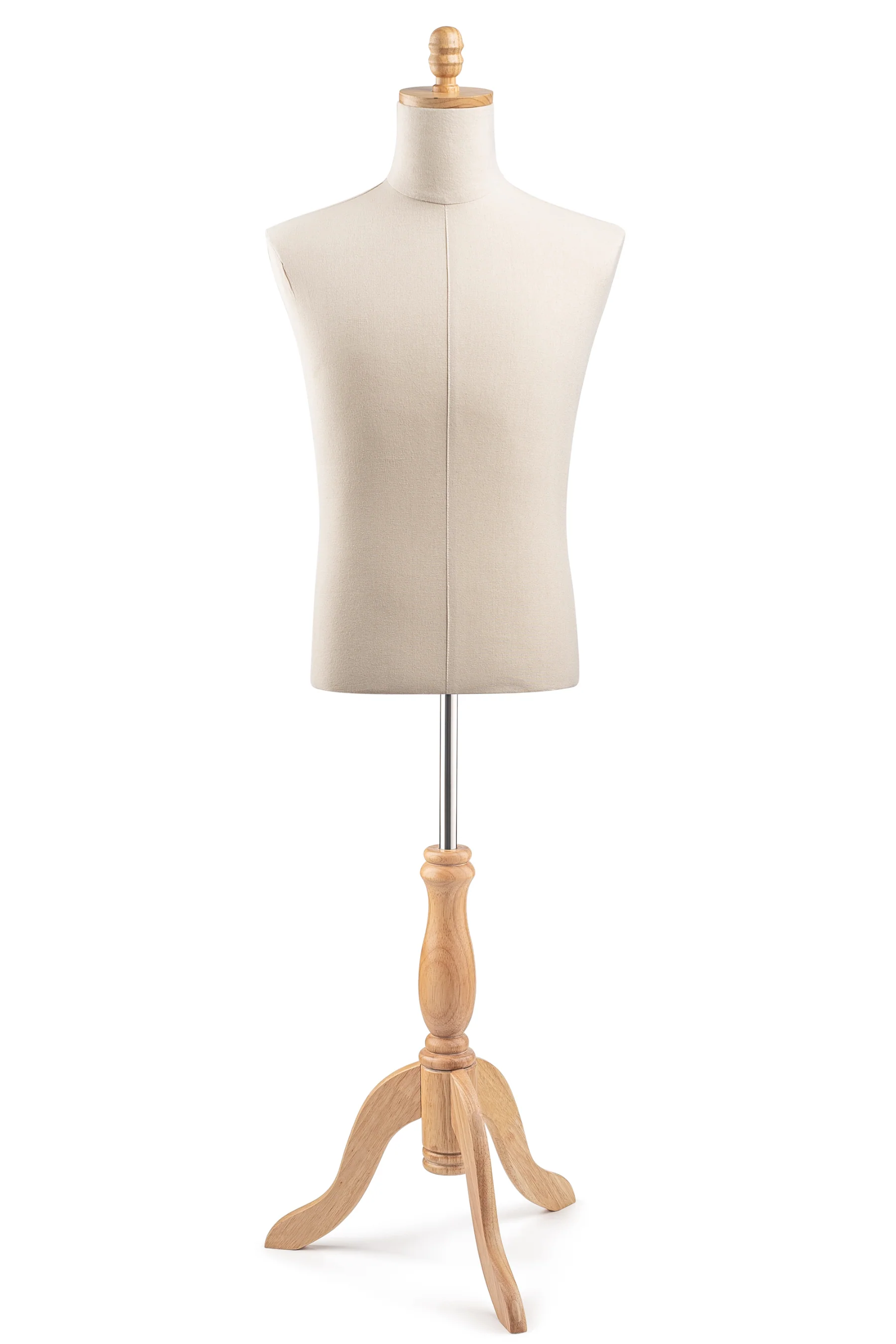 Male Display Dress Form on Wood Tripod Base