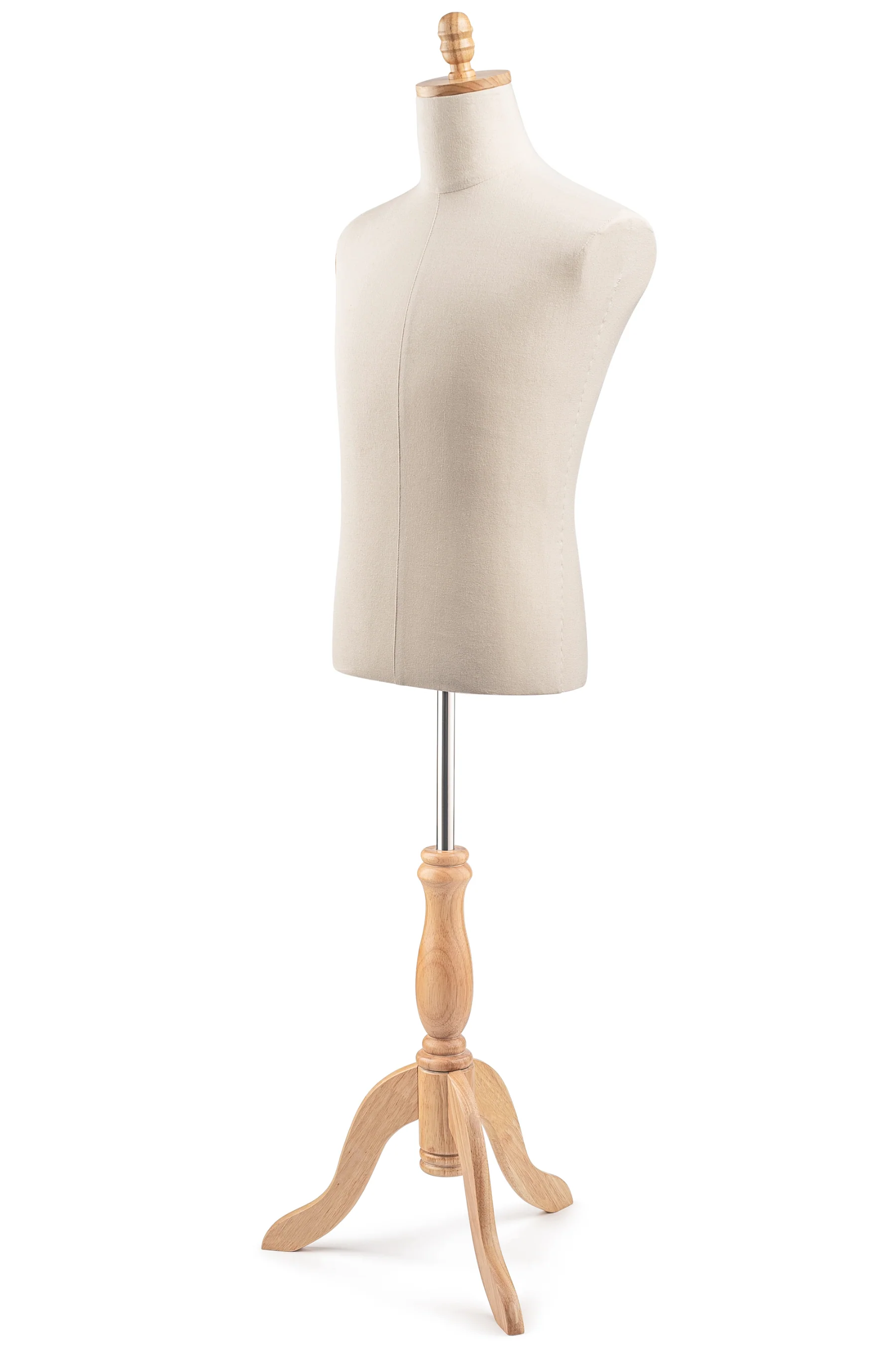 Male Display Dress Form on Wood Tripod Base - Image 3