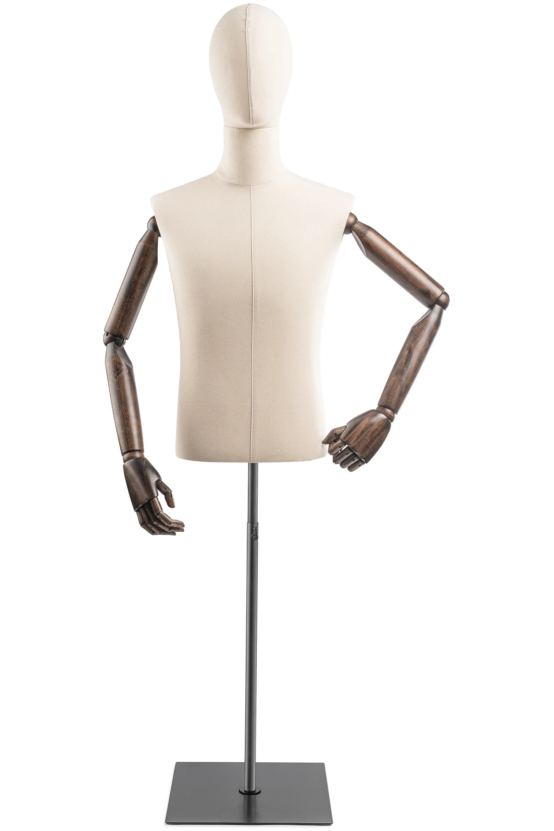 Male Display Dress Form on Metal Flat Base (Head & Arms Version) - Image 10