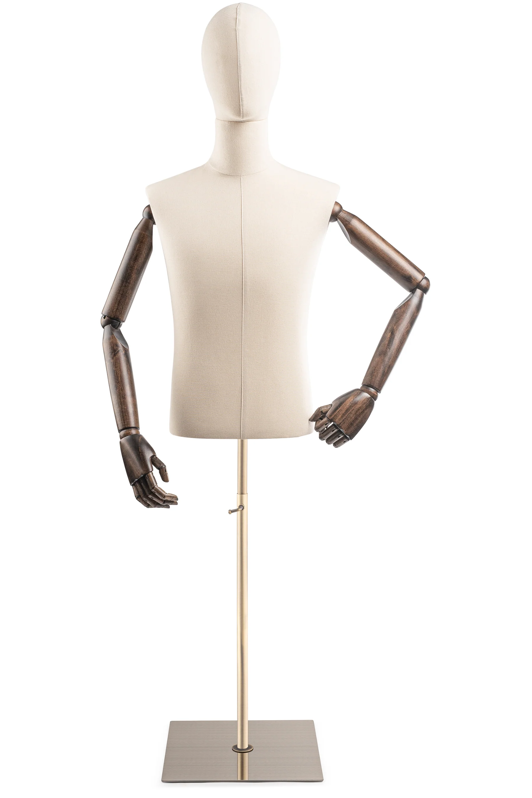 Male Display Dress Form on Metal Flat Base (Head & Arms Version) - Image 11