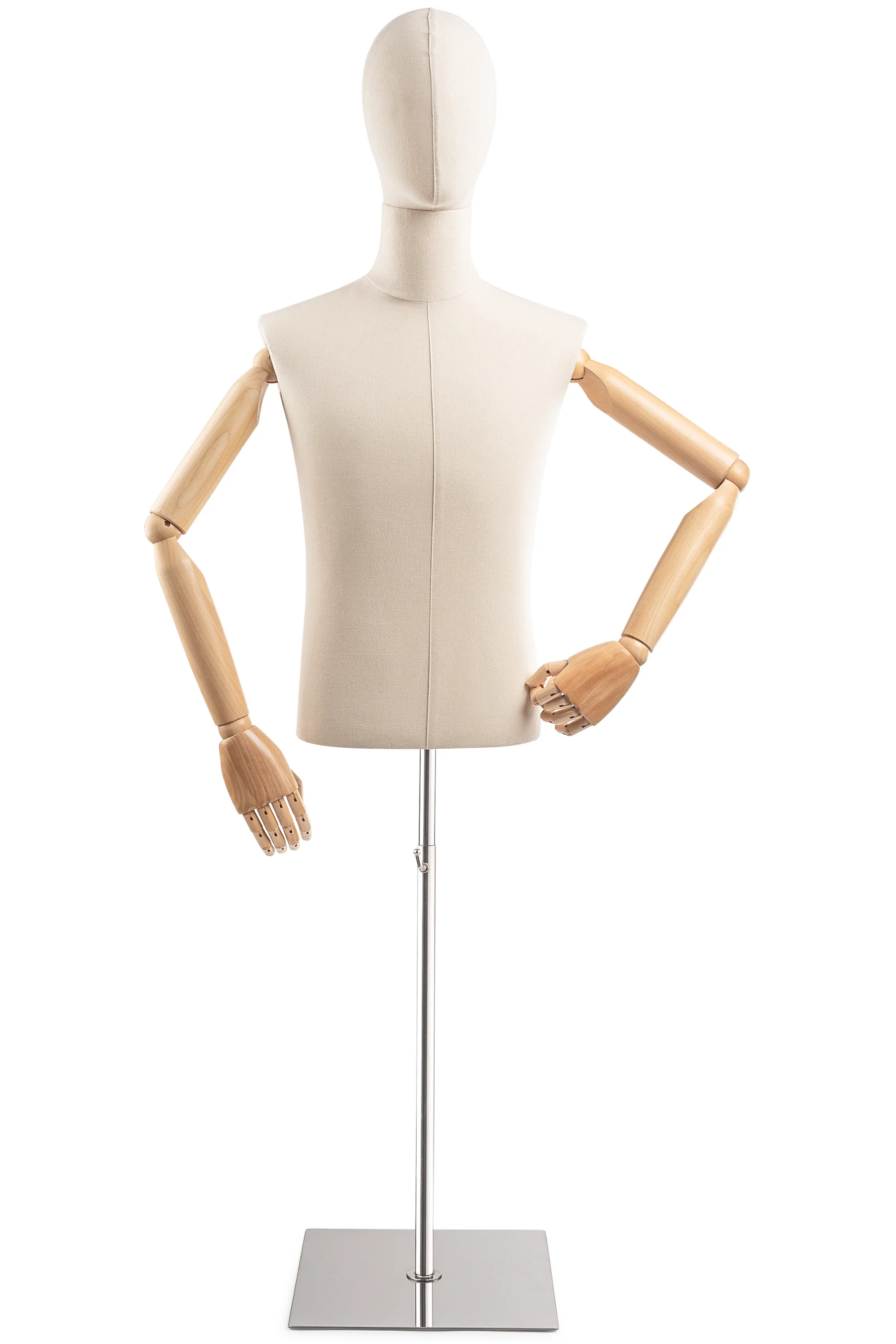 Male Display Dress Form on Metal Flat Base (Head & Arms Version) - Image 15