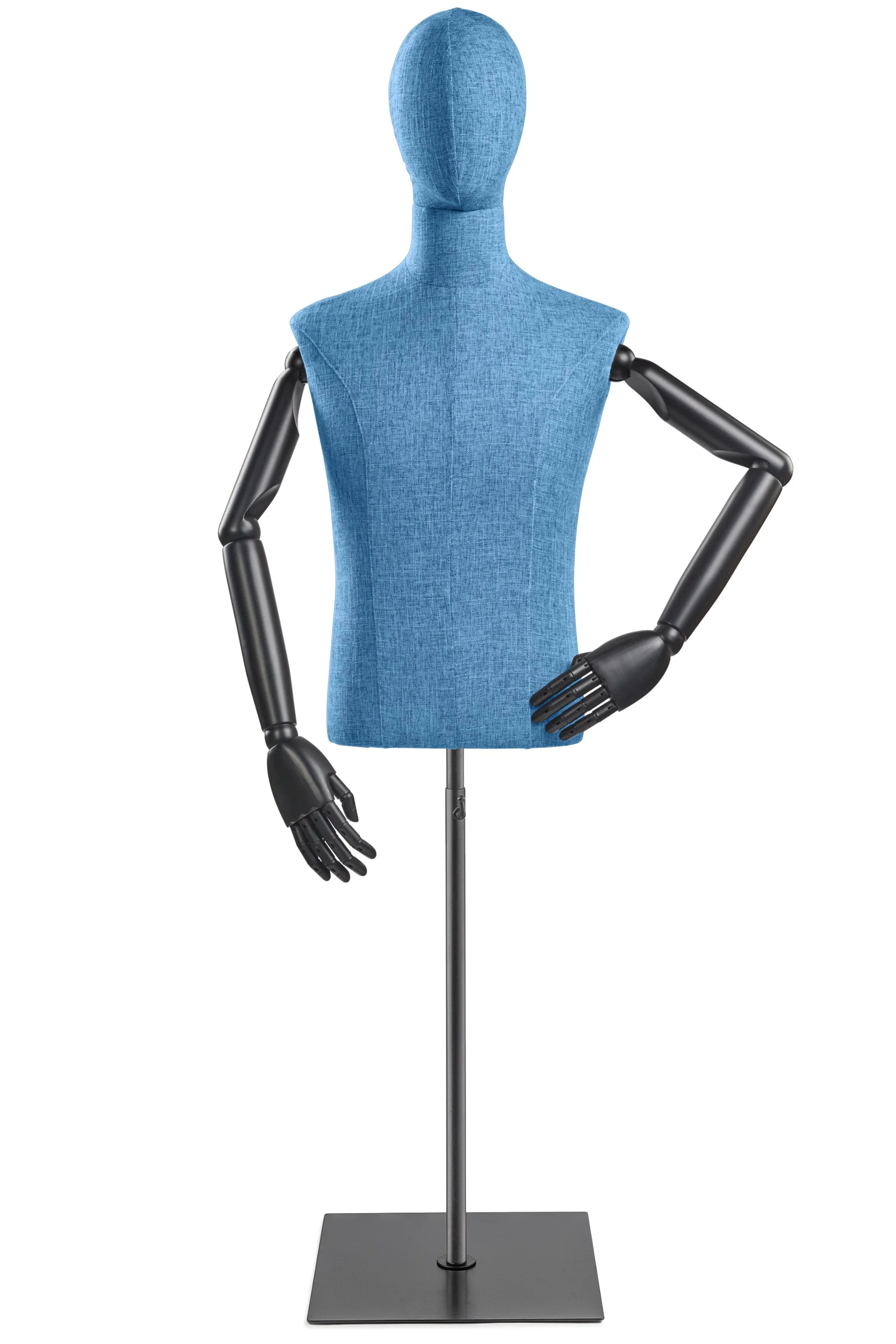 Male Display Dress Form on Metal Flat Base (Head & Arms Version) - Image 16