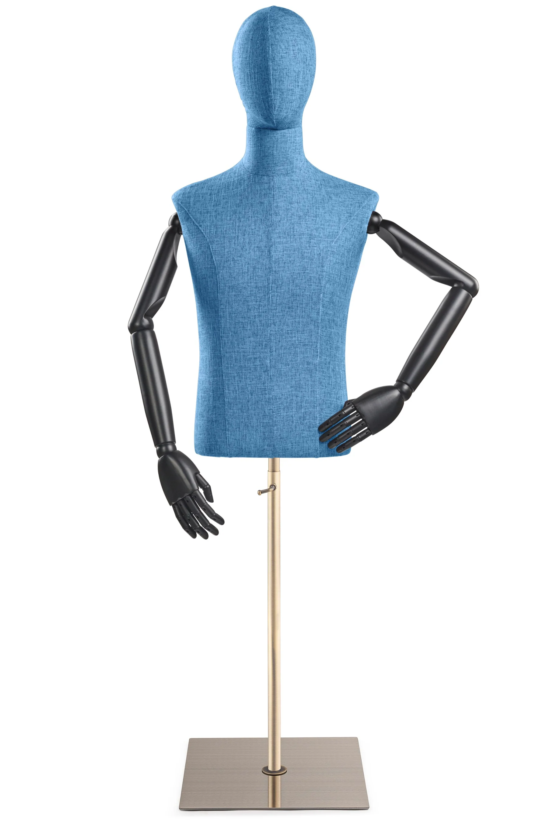 Male Display Dress Form on Metal Flat Base (Head & Arms Version) - Image 17