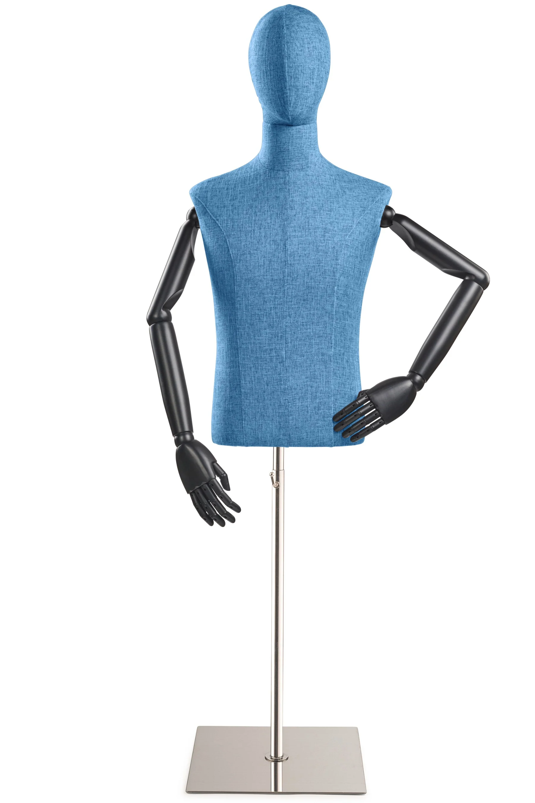 Male Display Dress Form on Metal Flat Base (Head & Arms Version) - Image 18