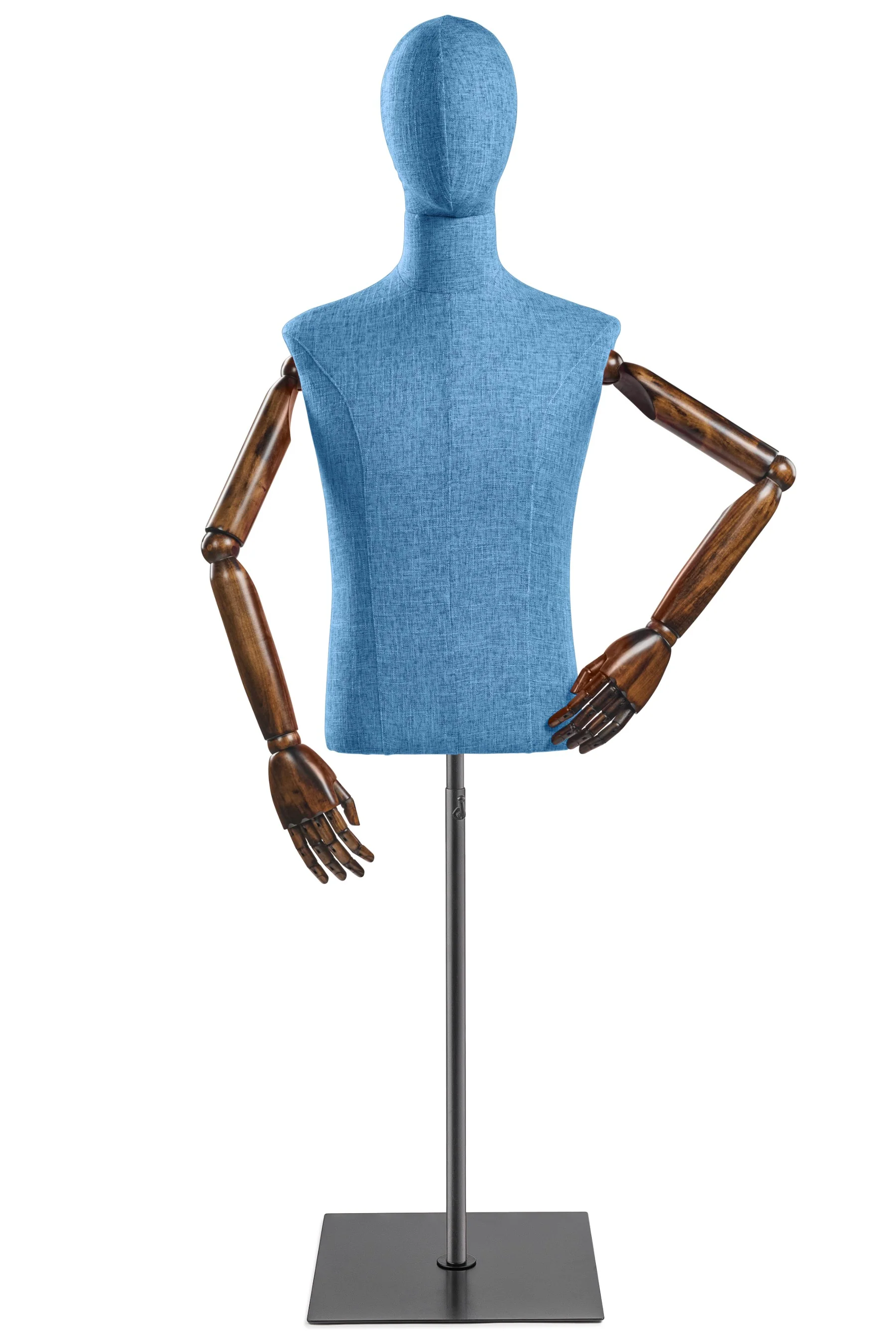 Male Display Dress Form on Metal Flat Base (Head & Arms Version) - Image 19