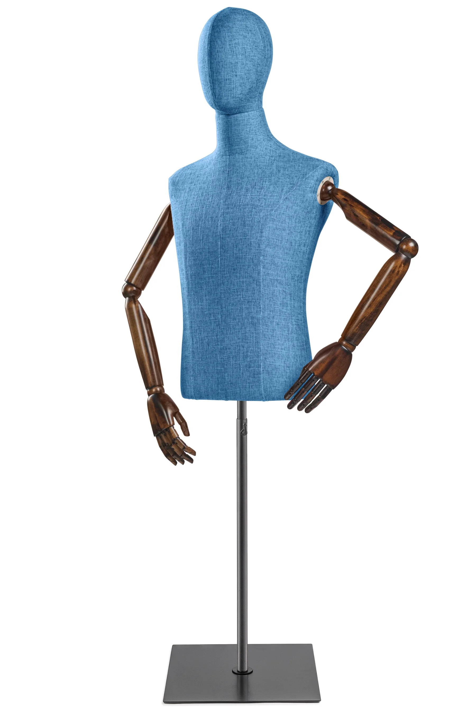 Male Display Dress Form on Metal Flat Base (Head & Arms Version) - Image 20