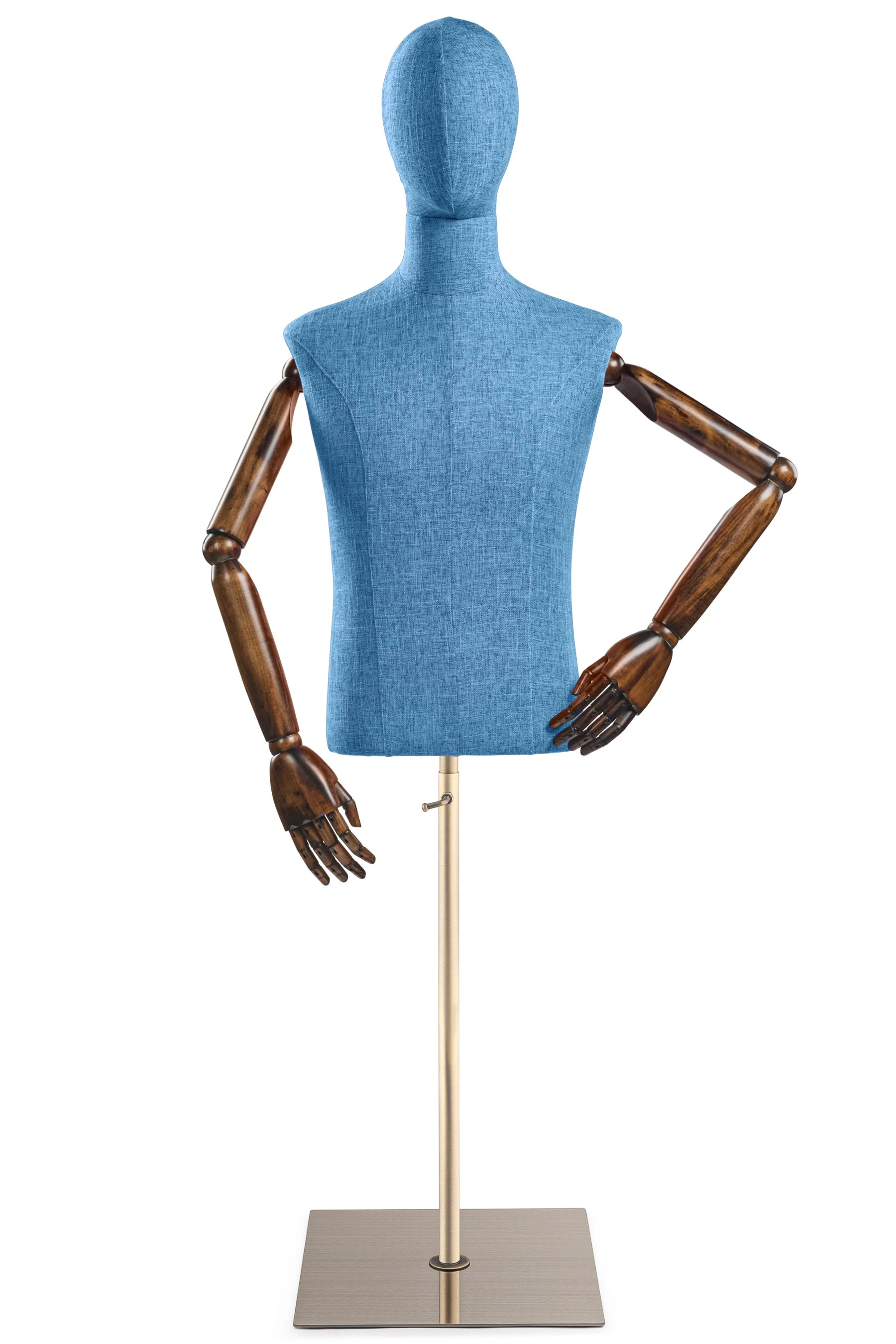 Male Display Dress Form on Metal Flat Base (Head & Arms Version) - Image 21