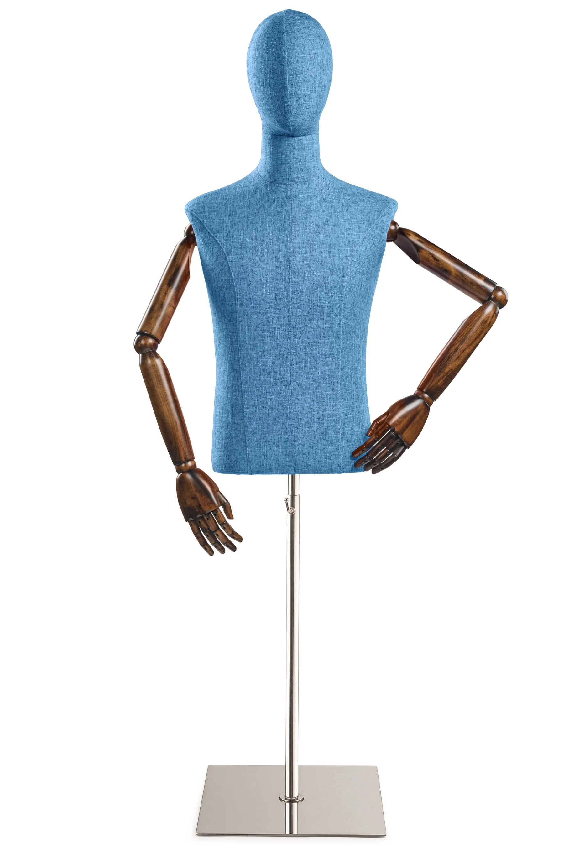 Male Display Dress Form on Metal Flat Base (Head & Arms Version) - Image 23