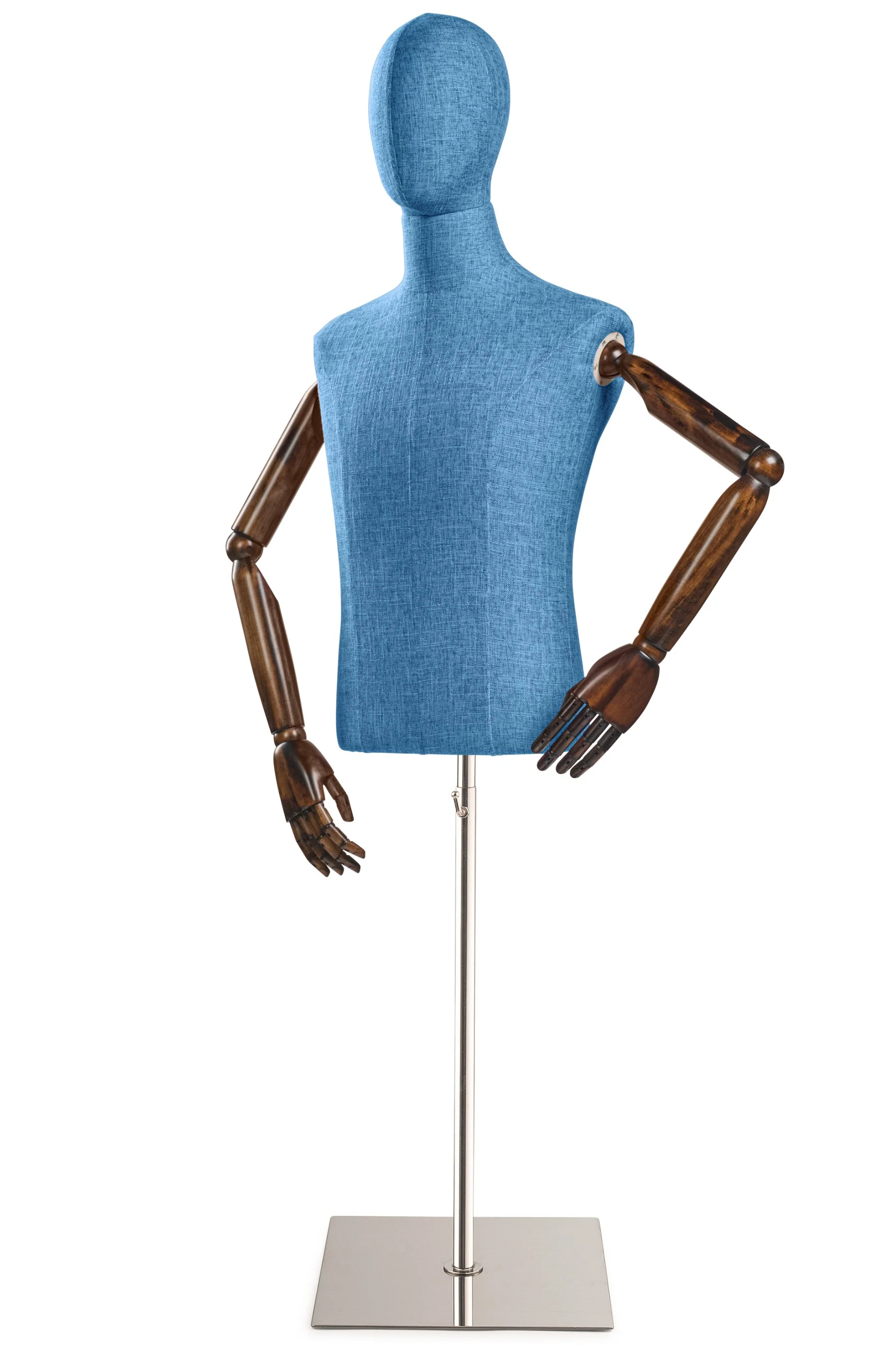 Male Display Dress Form on Metal Flat Base (Head & Arms Version) - Image 24