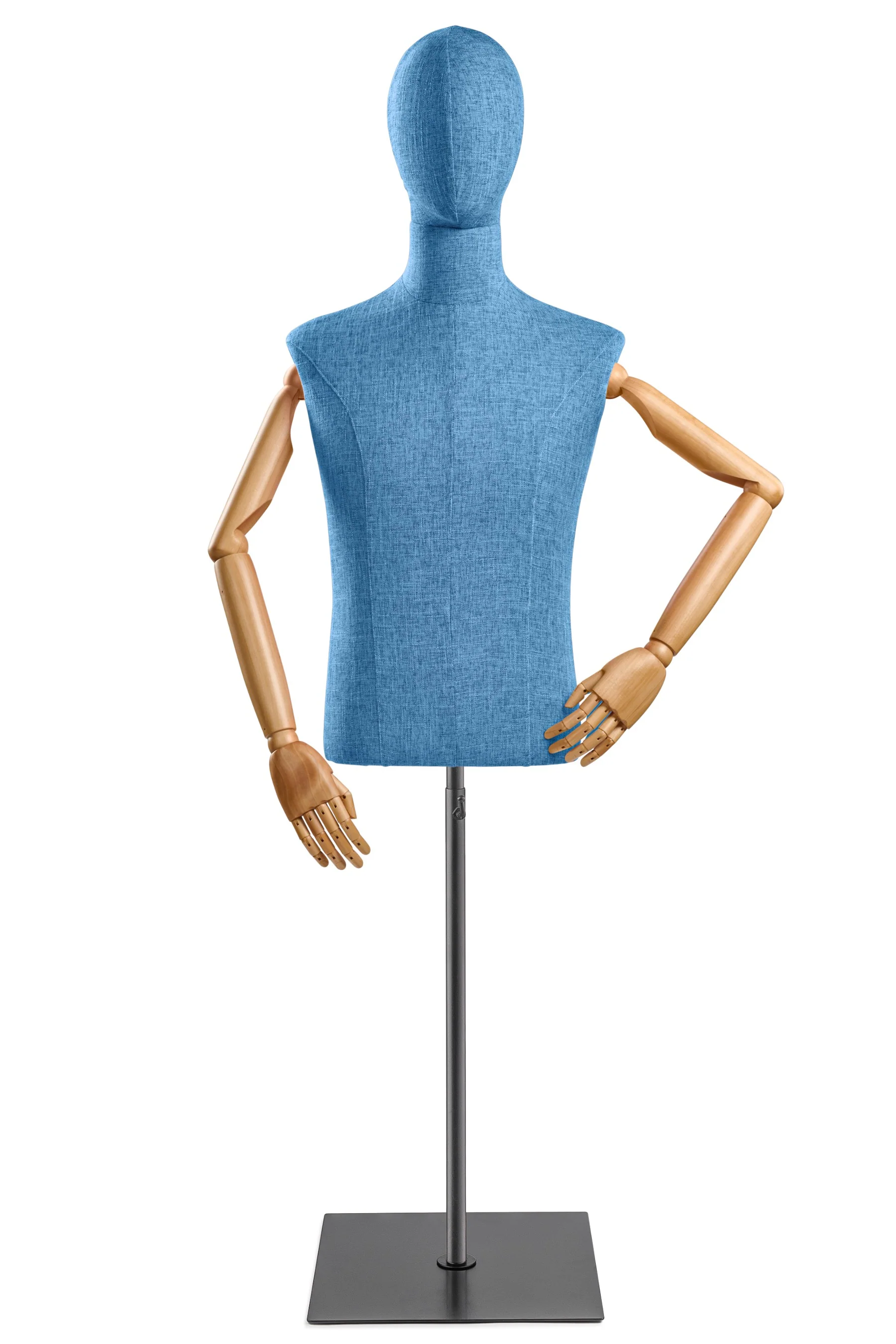 Male Display Dress Form on Metal Flat Base (Head & Arms Version) - Image 25