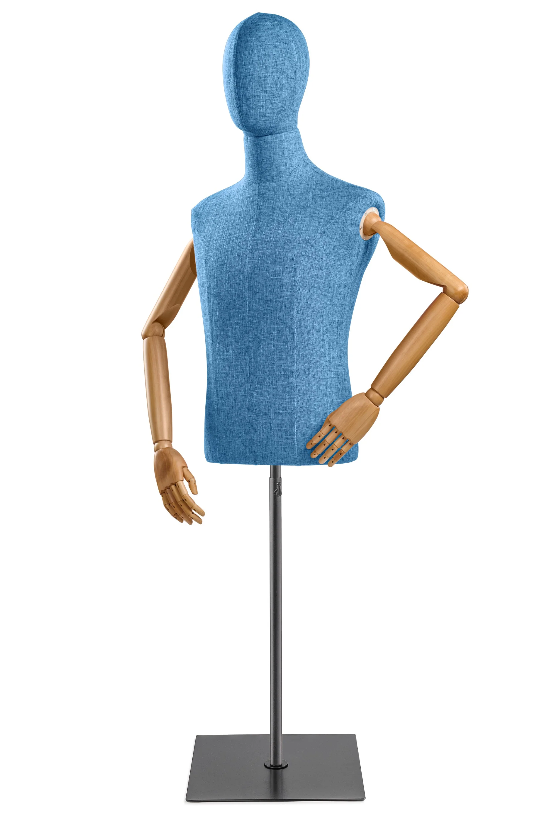 Male Display Dress Form on Metal Flat Base (Head & Arms Version) - Image 26
