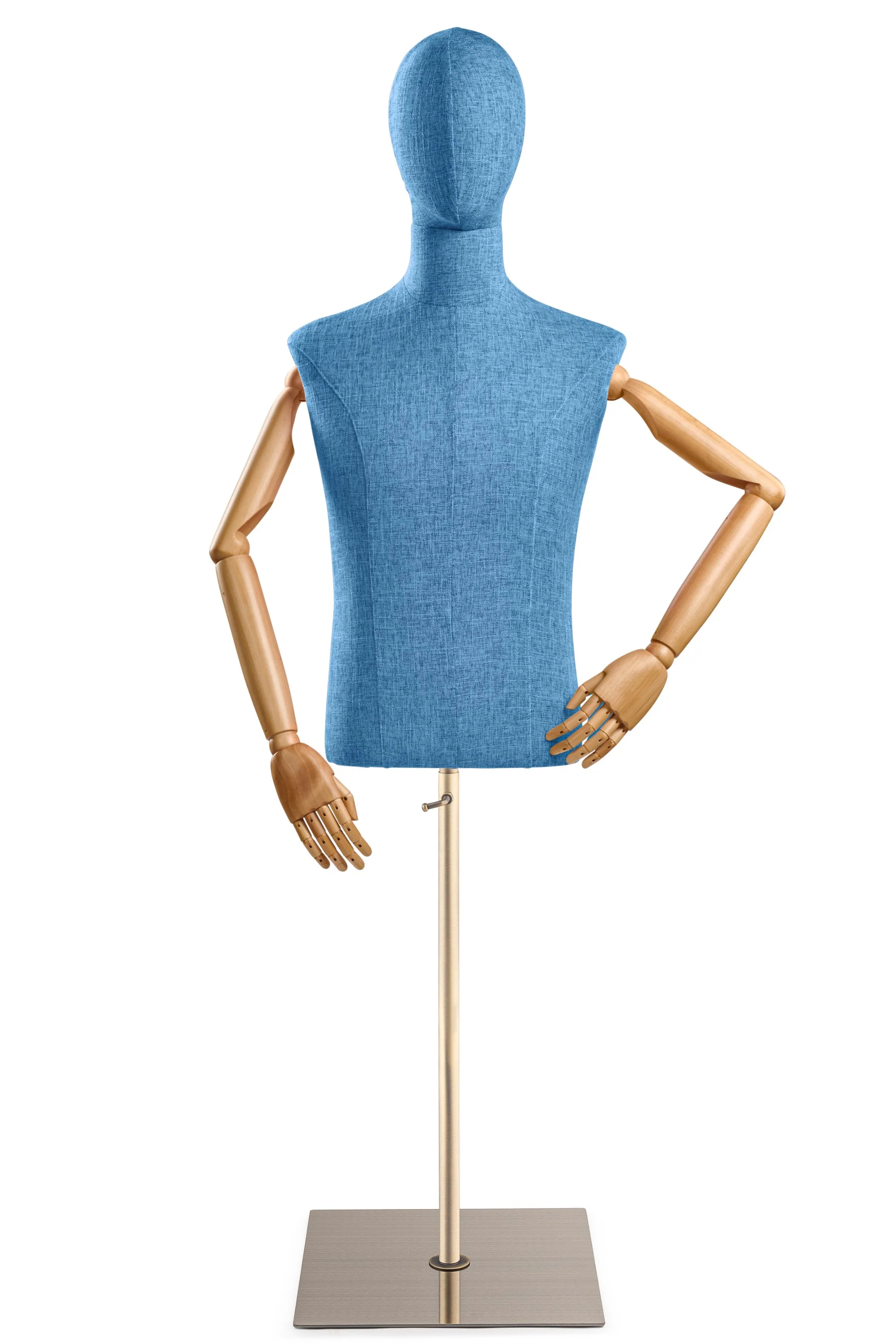 Male Display Dress Form on Metal Flat Base (Head & Arms Version) - Image 27