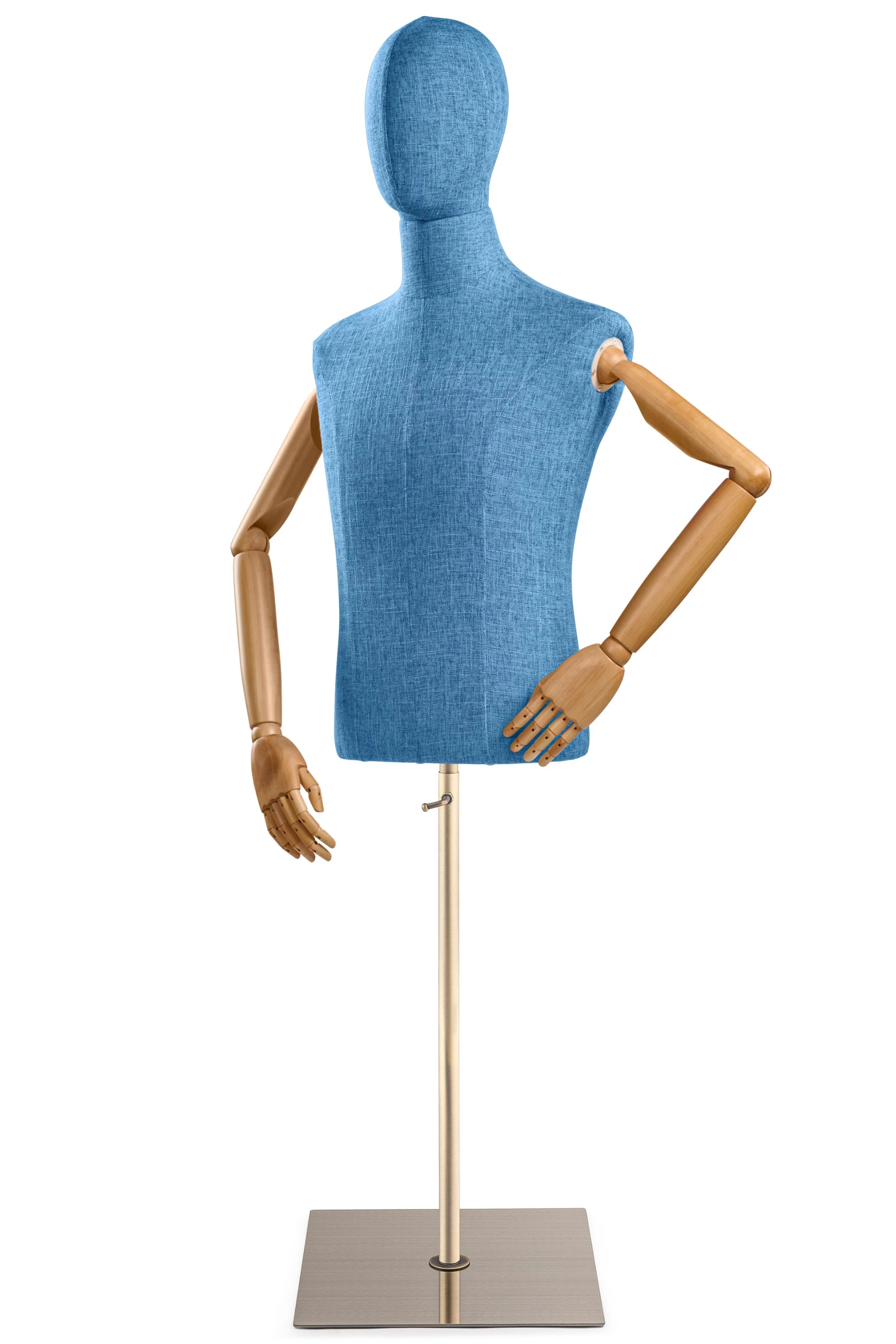 Male Display Dress Form on Metal Flat Base (Head & Arms Version) - Image 28