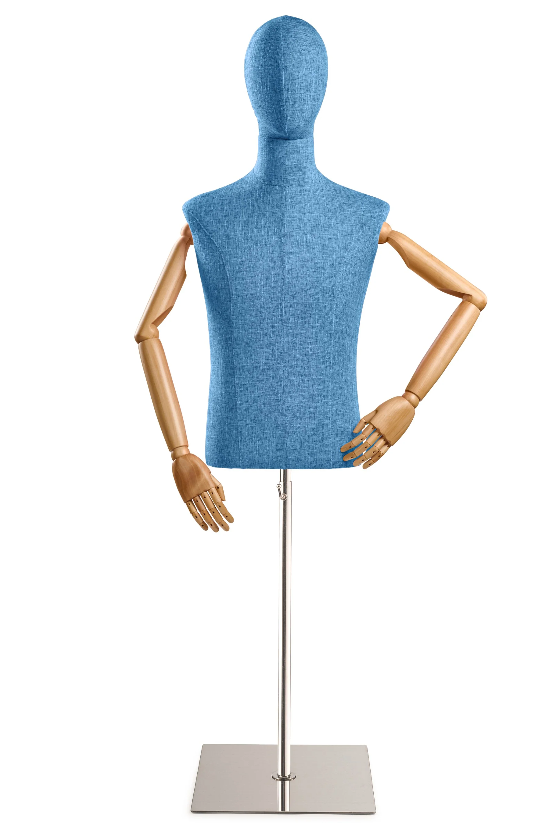 Male Display Dress Form on Metal Flat Base (Head & Arms Version) - Image 29