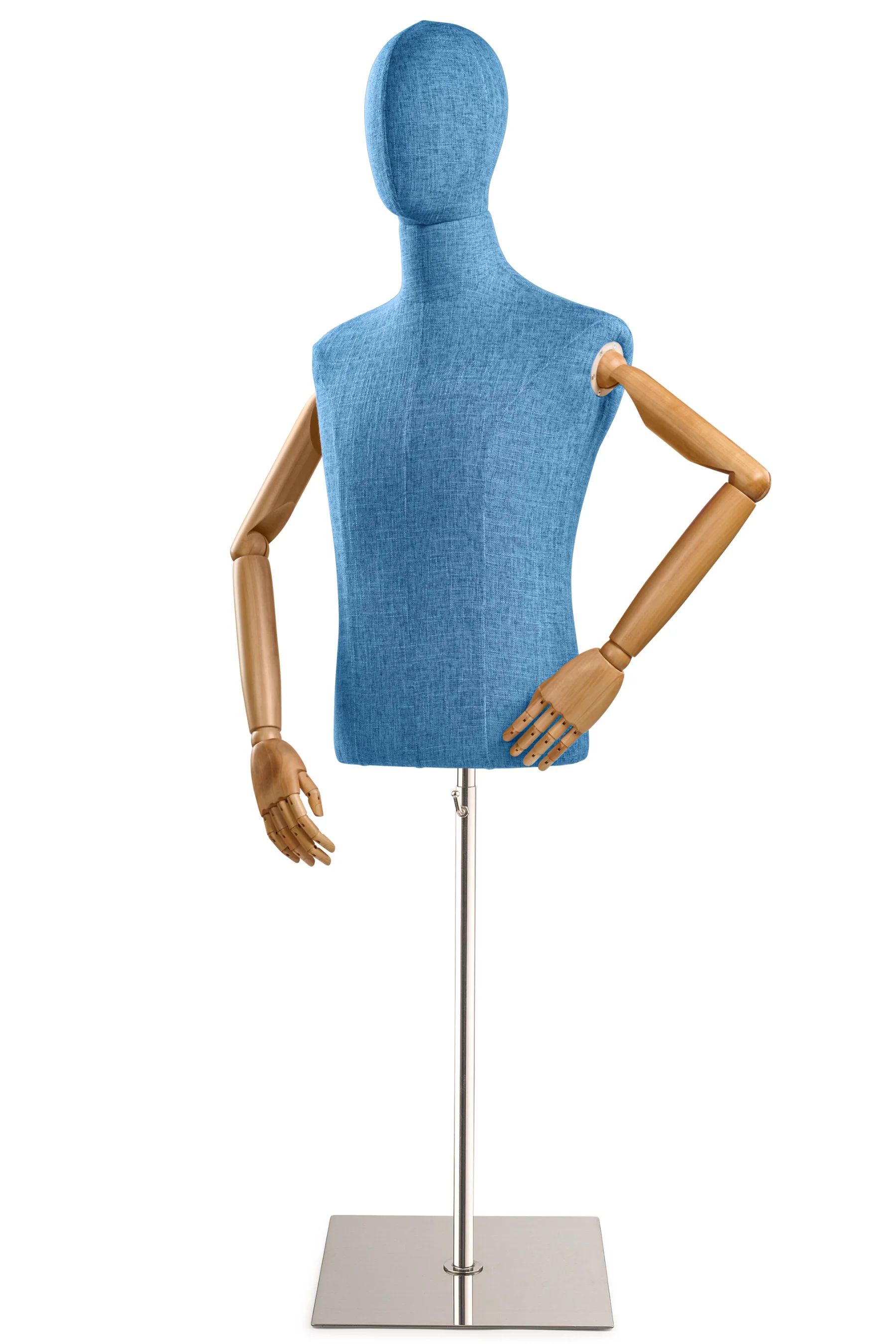 Male Display Dress Form on Metal Flat Base (Head & Arms Version) - Image 30