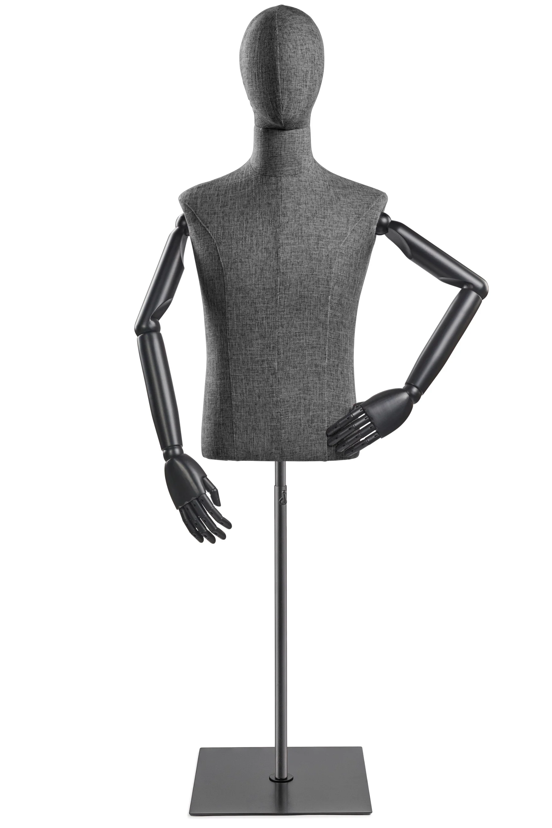 Male Display Dress Form on Metal Flat Base (Head & Arms Version) - Image 31