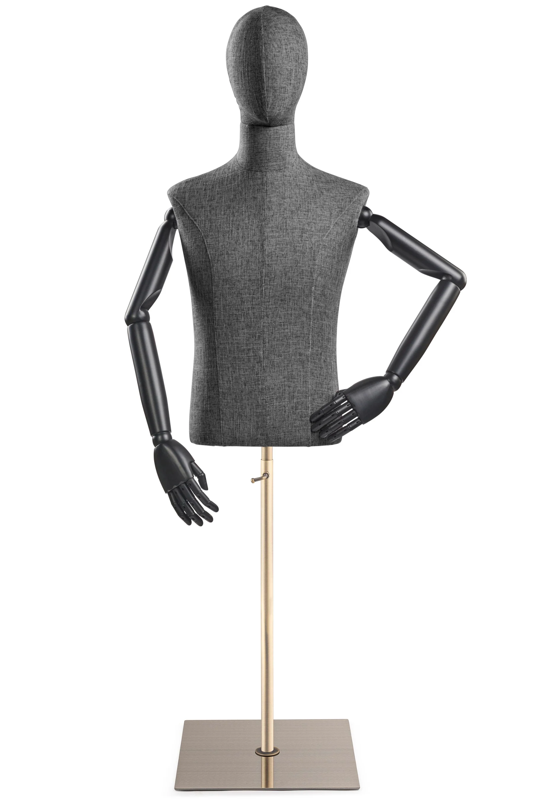 Male Display Dress Form on Metal Flat Base (Head & Arms Version) - Image 32