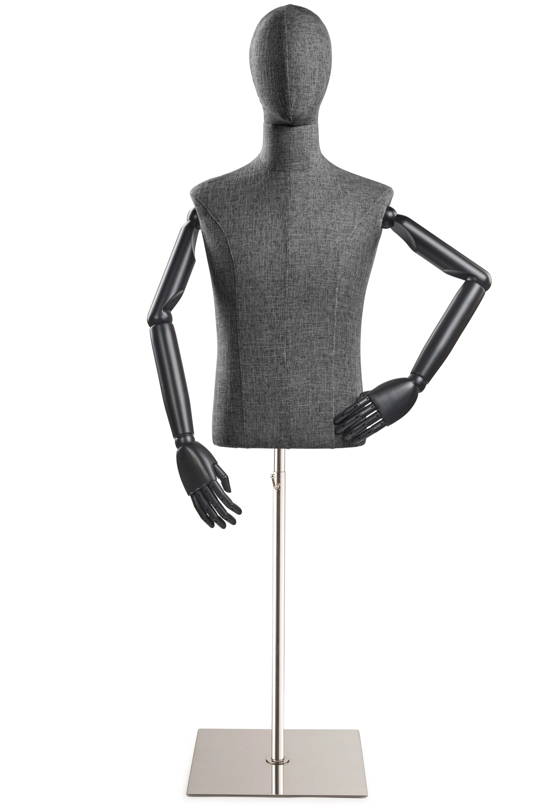 Male Display Dress Form on Metal Flat Base (Head & Arms Version) - Image 33