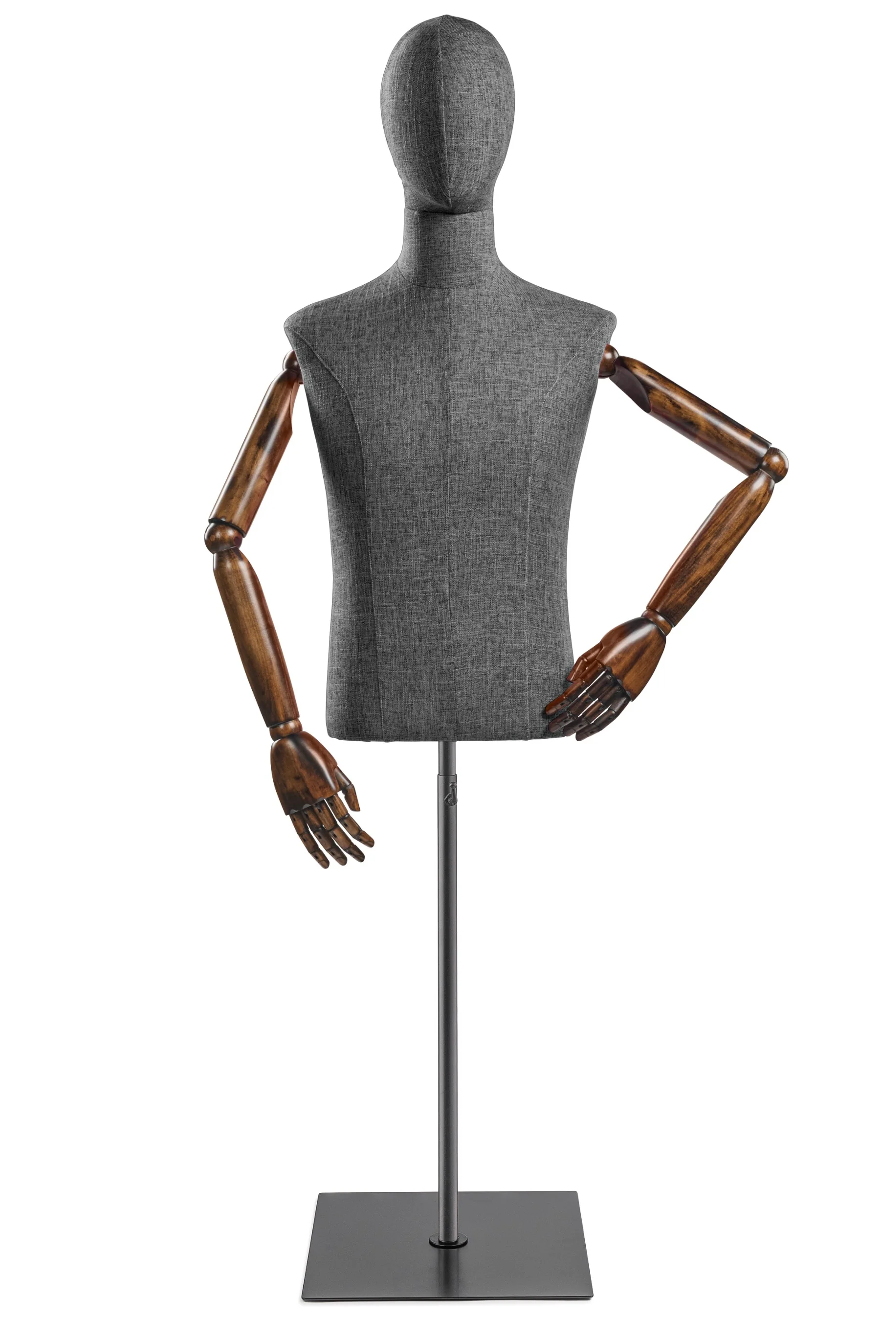 Male Display Dress Form on Metal Flat Base (Head & Arms Version) - Image 34