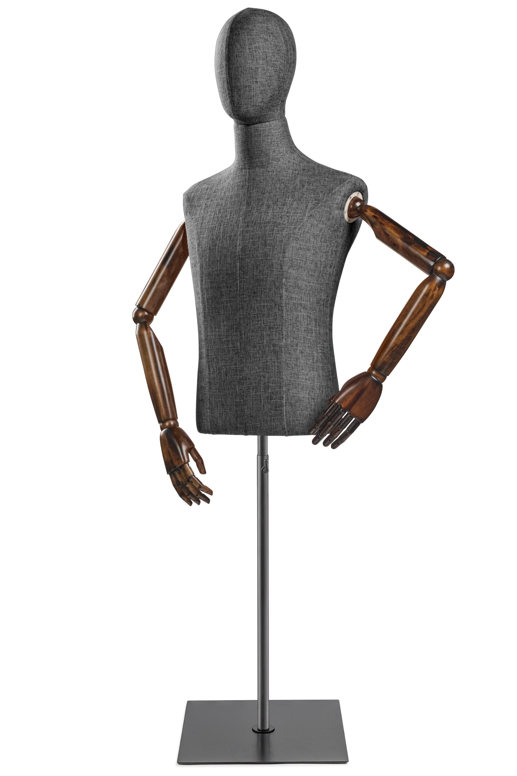 Male Display Dress Form on Metal Flat Base (Head & Arms Version) - Image 35